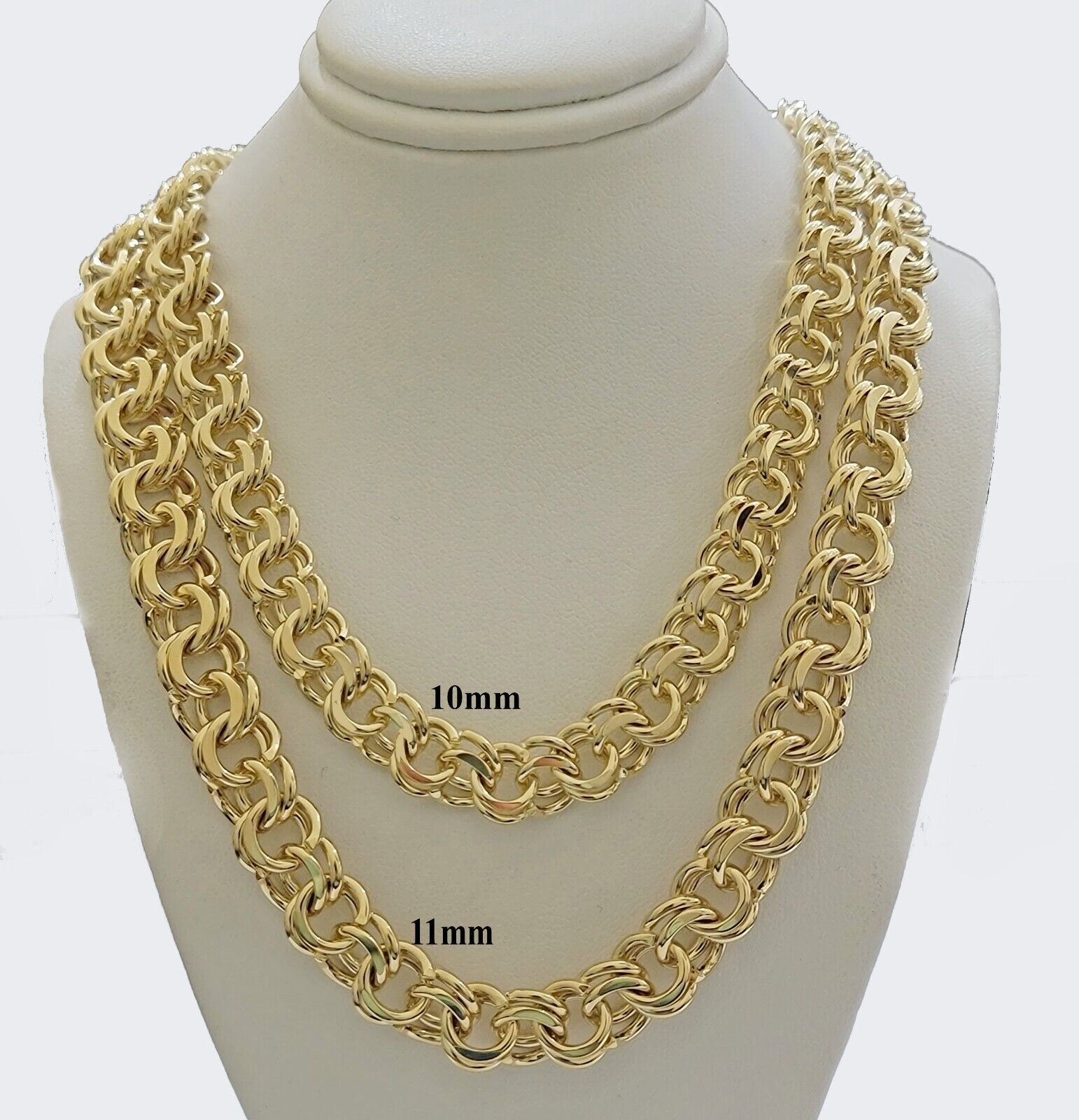 Real 10k Yellow Gold Chino Chain Solid Link Necklace 5mm - 11mm 22" - 26" Mens - GoldenlinQ