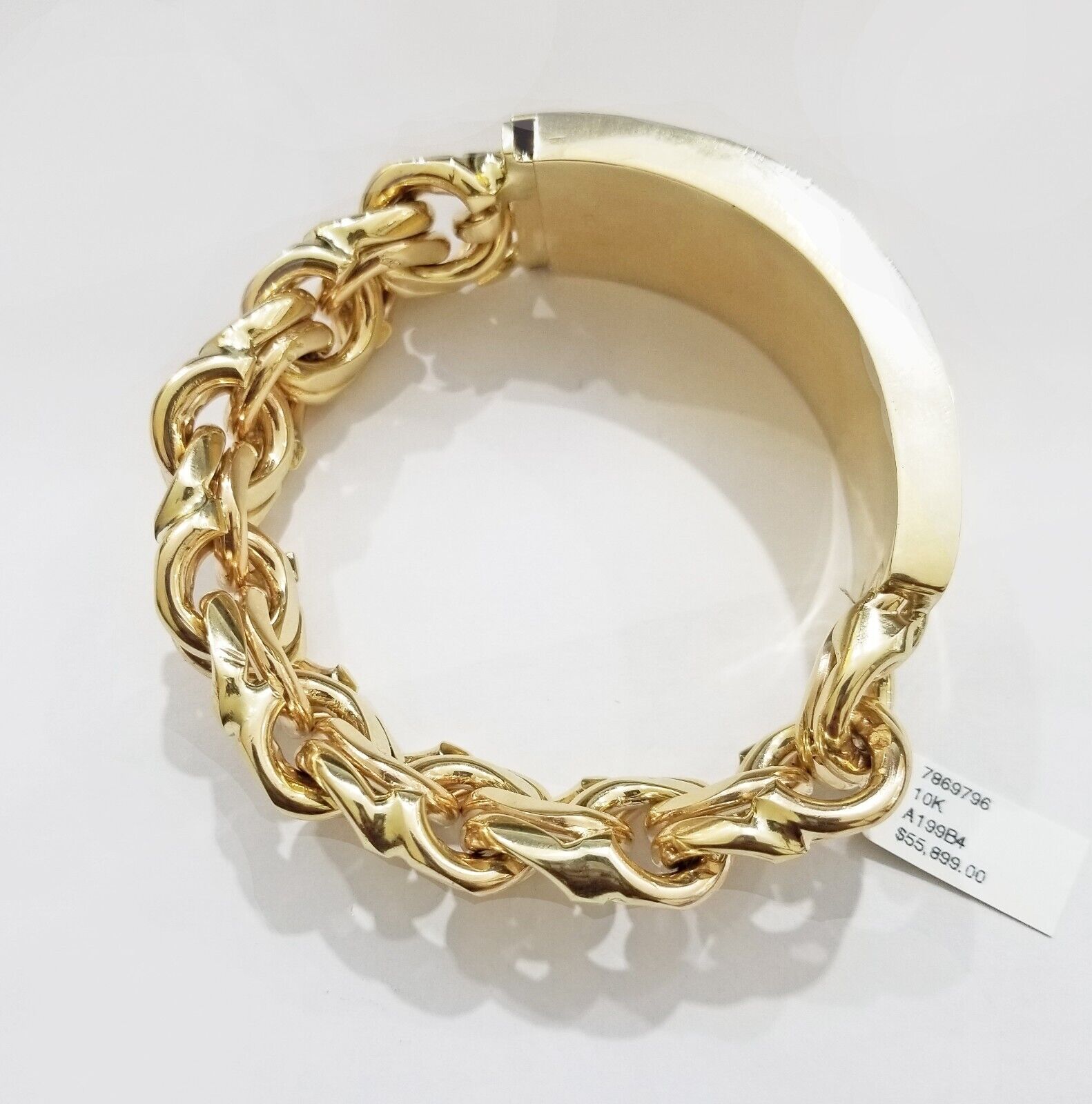 Real 10k Yellow Gold Chino ID Bracelet 22 mm 8.5 Inch For Men's 10kt Gold - GoldenlinQ