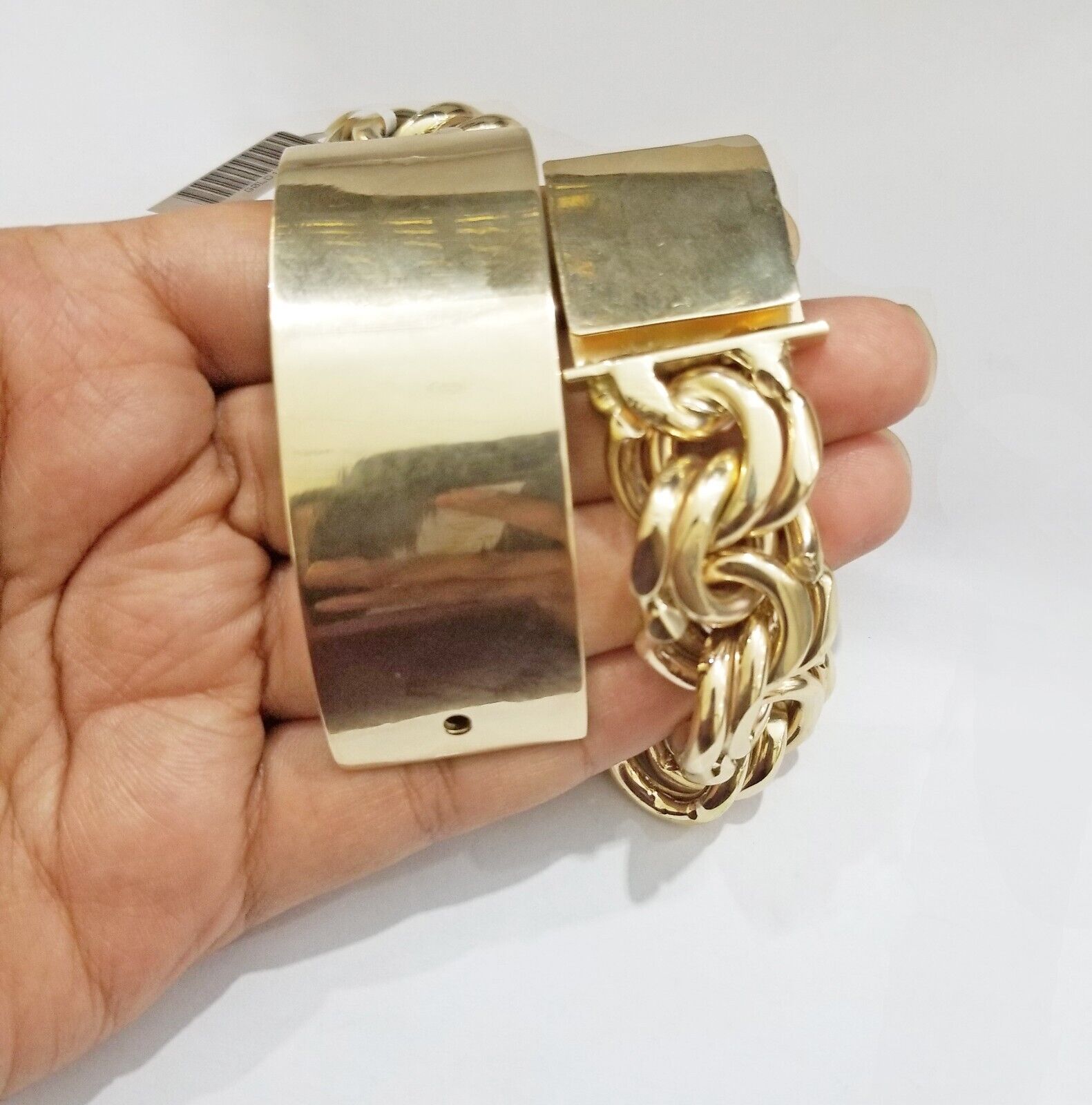 Real 10k Yellow Gold Chino ID Bracelet 22 mm 8.5 Inch For Men's 10kt Gold - GoldenlinQ