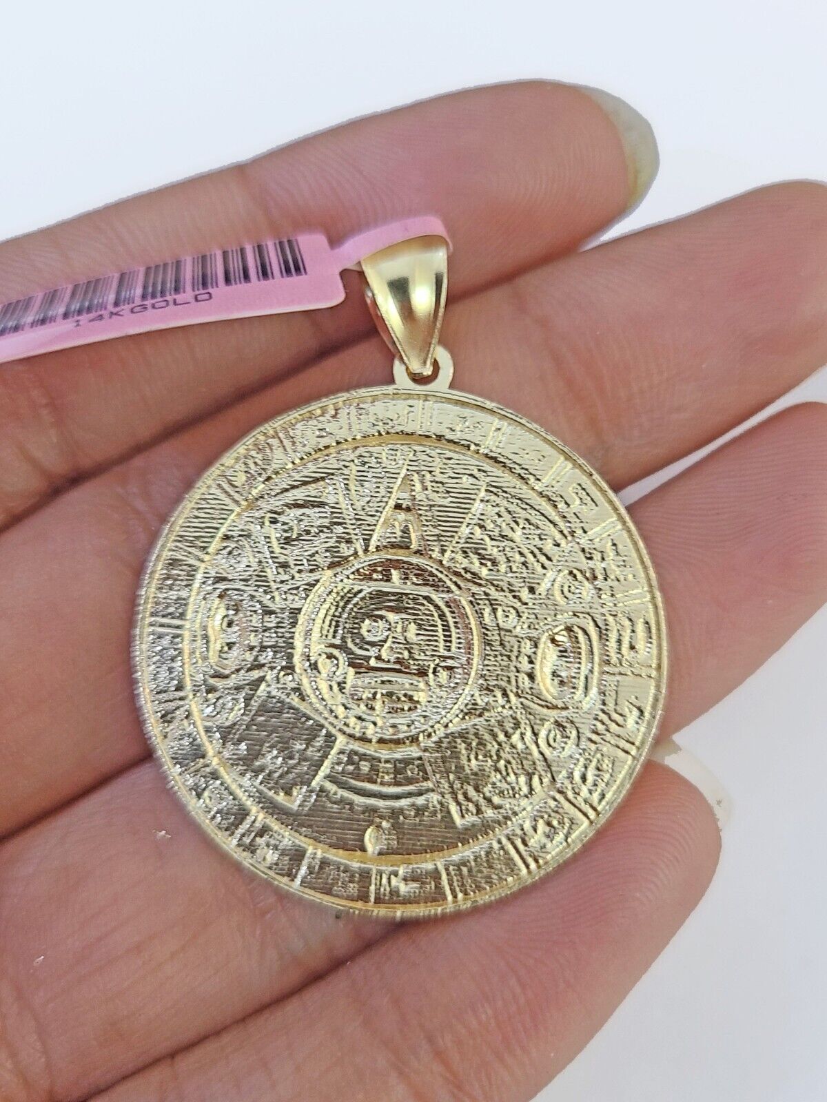 Real 10k Yellow Gold Circular Mayan Calendar / Pendant Charm 10kt - GoldenlinQ