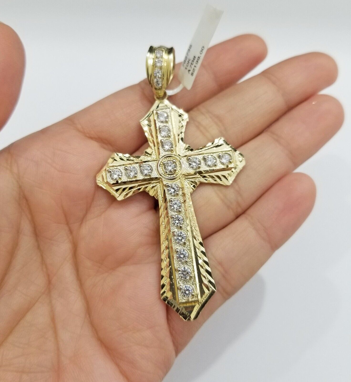 Real 10k Yellow Gold Cross Charm Pendant 2.5'' inch 10kt gold - GoldenlinQ