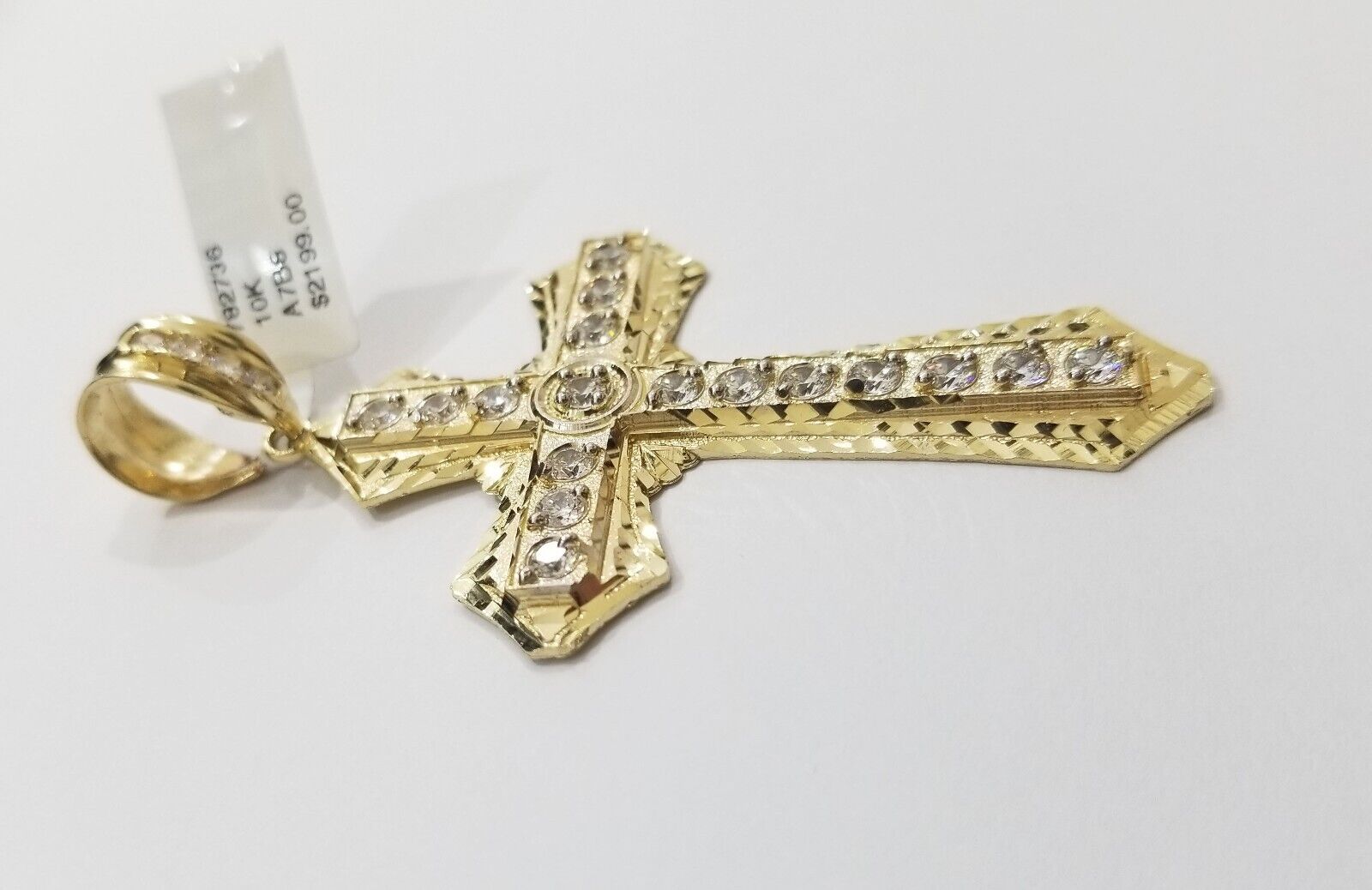 Real 10k Yellow Gold Cross Charm Pendant 2.5'' inch 10kt gold - GoldenlinQ