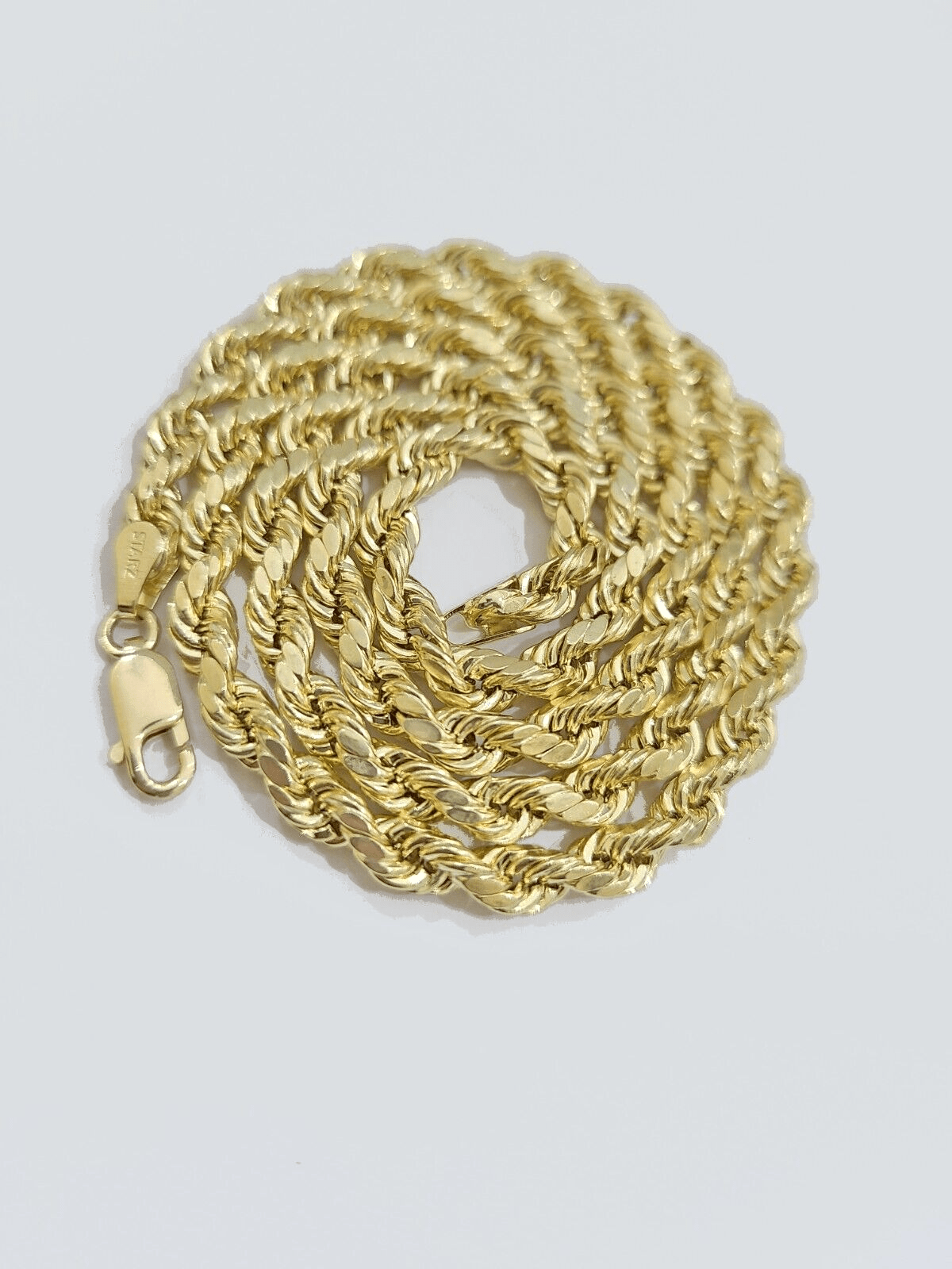 Real 10k Yellow Gold Cross Charm Rope Chain 4mm 26'' Necklace Pendant 10kt Jesus - GoldenlinQ