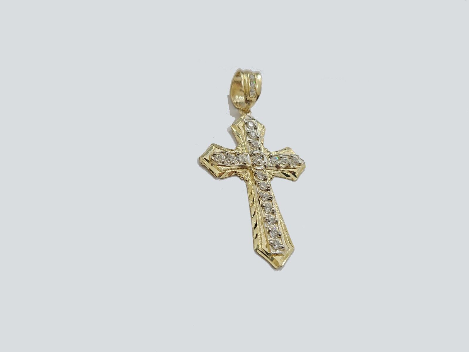 Real 10k Yellow Gold Cross Charm Rope Chain Necklace 4mm 24'' Pendant 10kt Jesus - GoldenlinQ