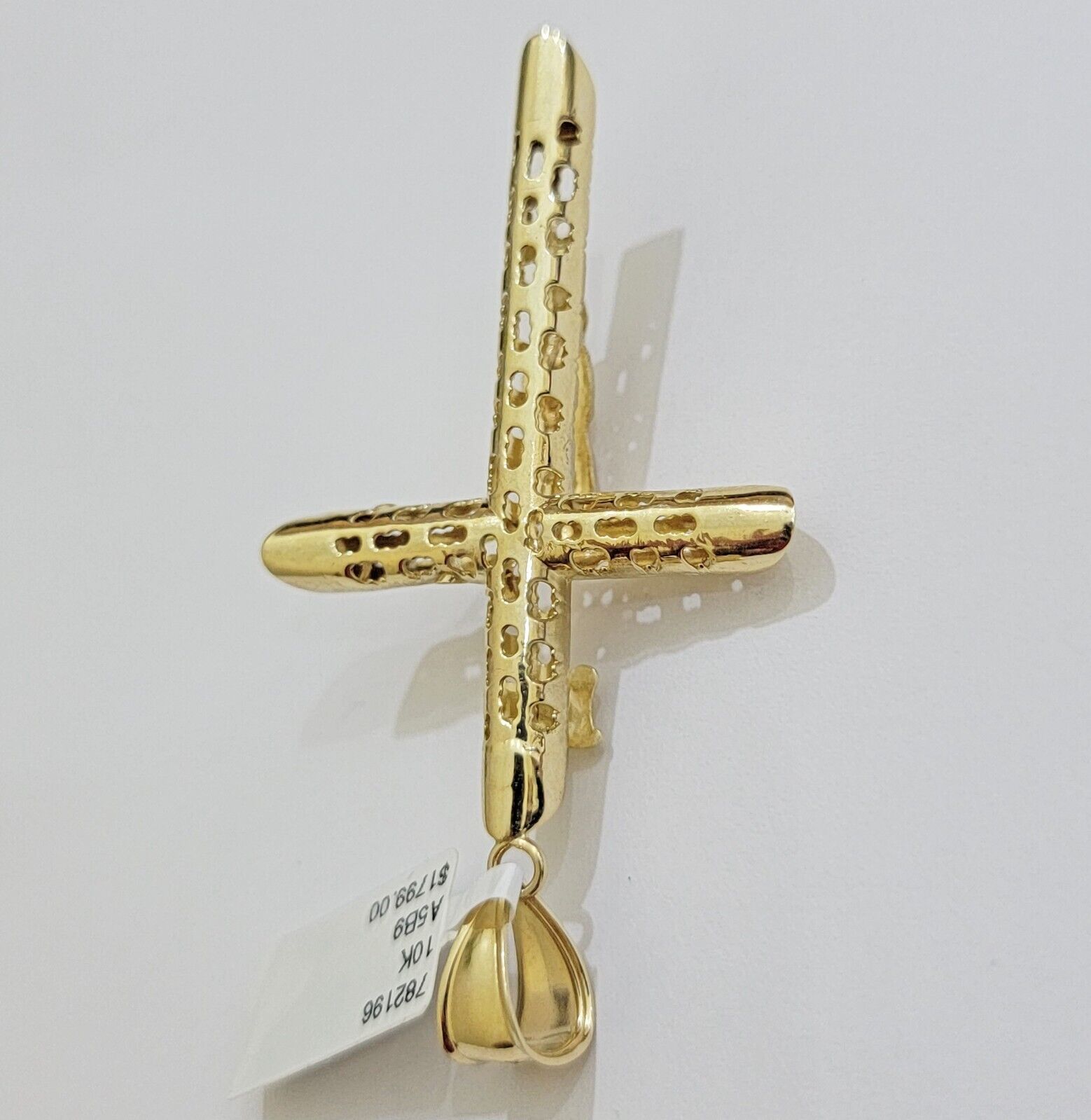 REAL 10k Yellow Gold Cross Pendant Franco Chain Necklace 22 Inch &Jesus Crucifix - GoldenlinQ