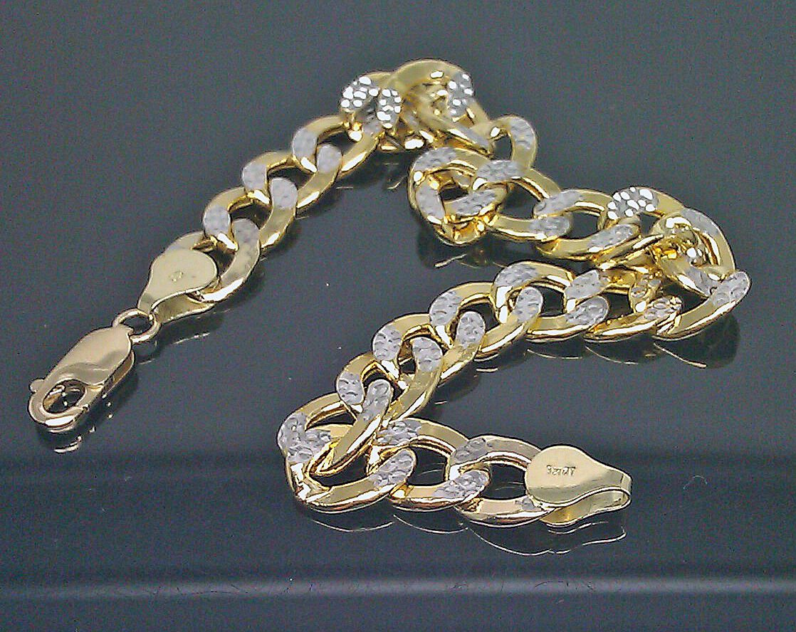 REAL 10K Yellow Gold Cuban Bracelet Diamond Cut 9" Inch 10mm Lobster Lock - GoldenlinQ