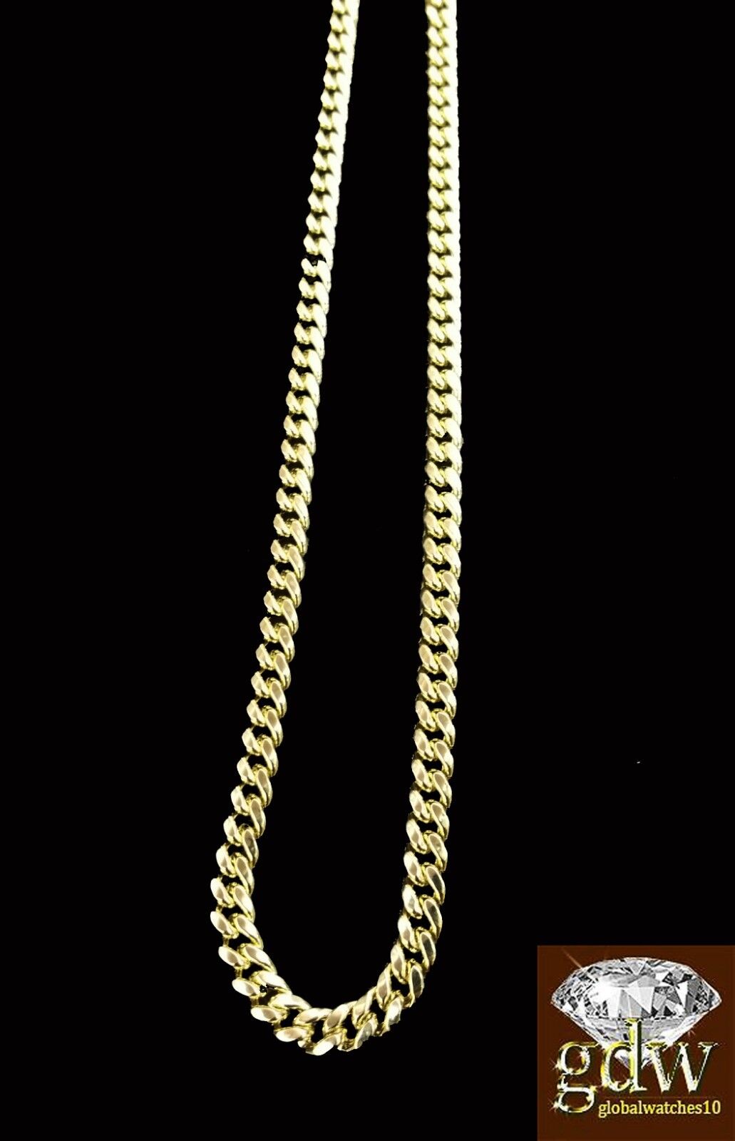 Real 10k Yellow Gold Cuban Chain Necklace 4mm 22" Inch Men Women Miami Link 10kt - GoldenlinQ
