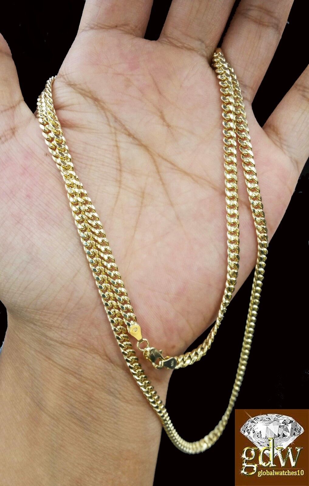Real 10k Yellow Gold Cuban Chain Necklace 4mm 22" Inch Men Women Miami Link 10kt - GoldenlinQ