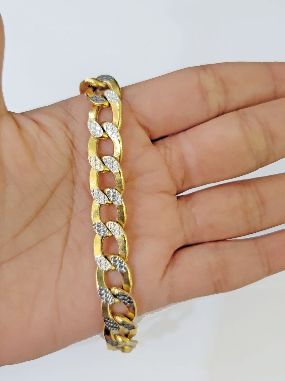 Real 10k Yellow Gold Cuban Curb Link Chain 10mm gold with diamond cuts - GoldenlinQ