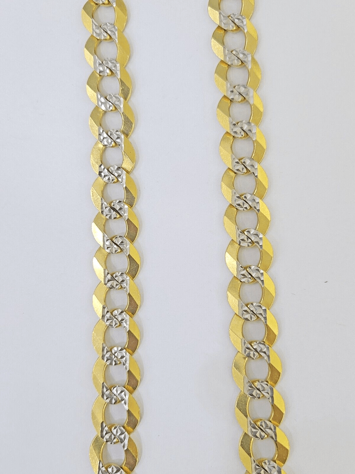 Real 10k Yellow Gold Cuban Curb Link Chain 12mm 28" Gold Diamond cut - GoldenlinQ