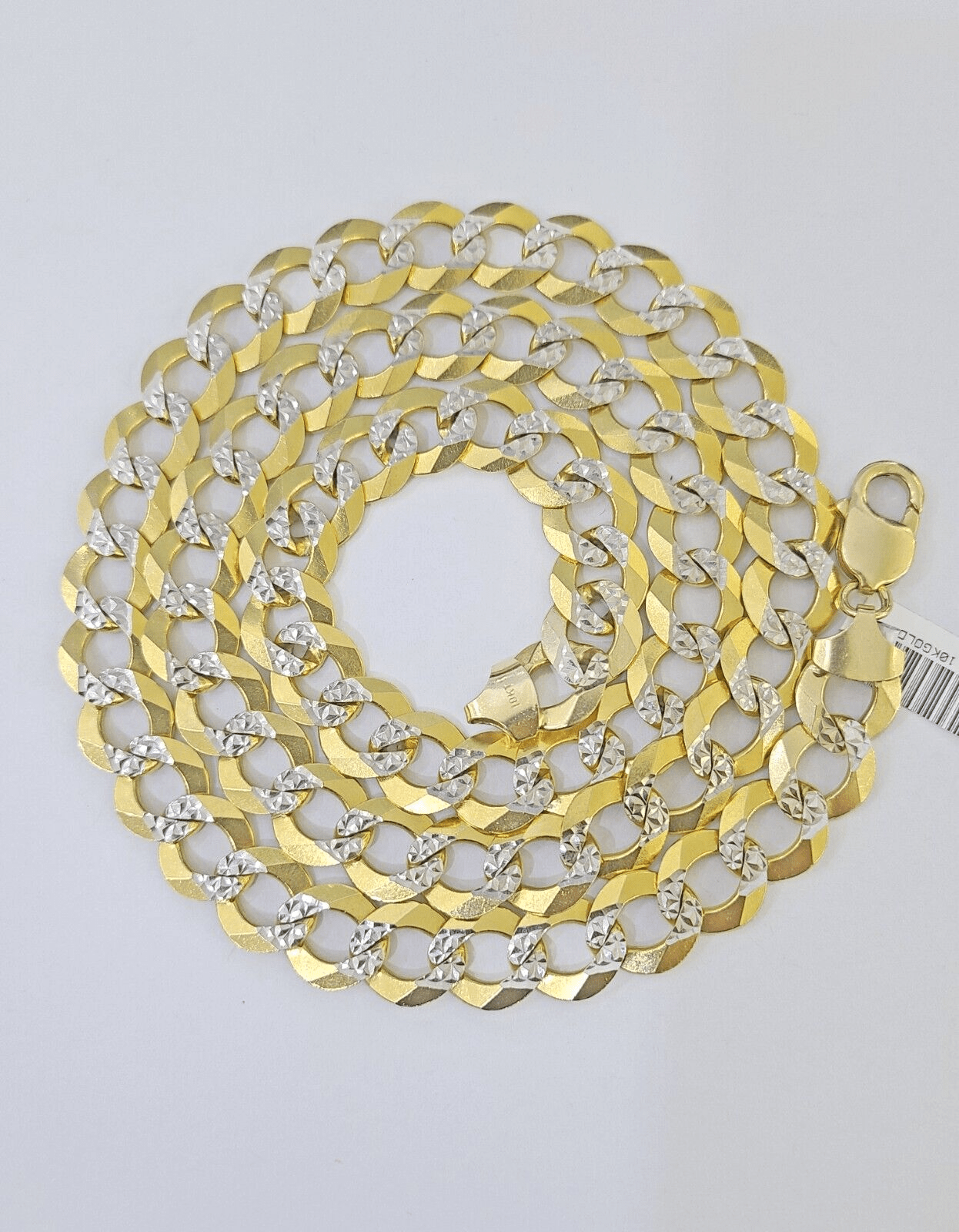 Real 10k Yellow Gold Cuban Curb Link Chain 12mm 28" Gold Diamond cut - GoldenlinQ