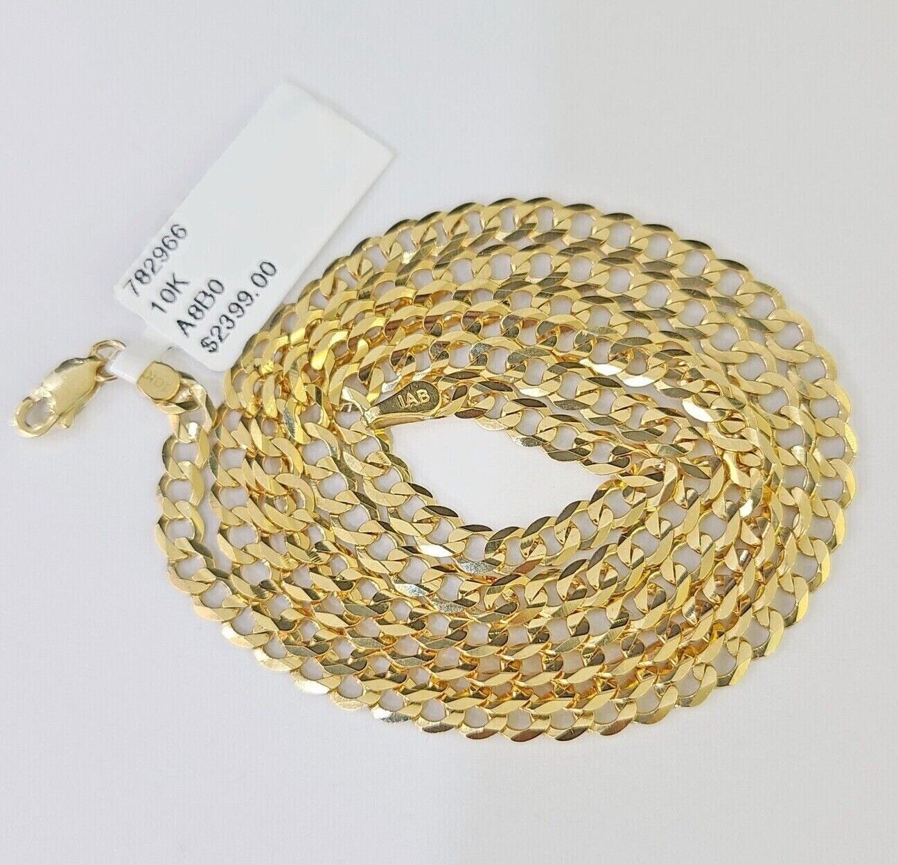 Real 10k Yellow Gold Cuban Curb Link chain 4mm 18 - 26Inch SOLID Necklace DISCOUNT - GoldenlinQ