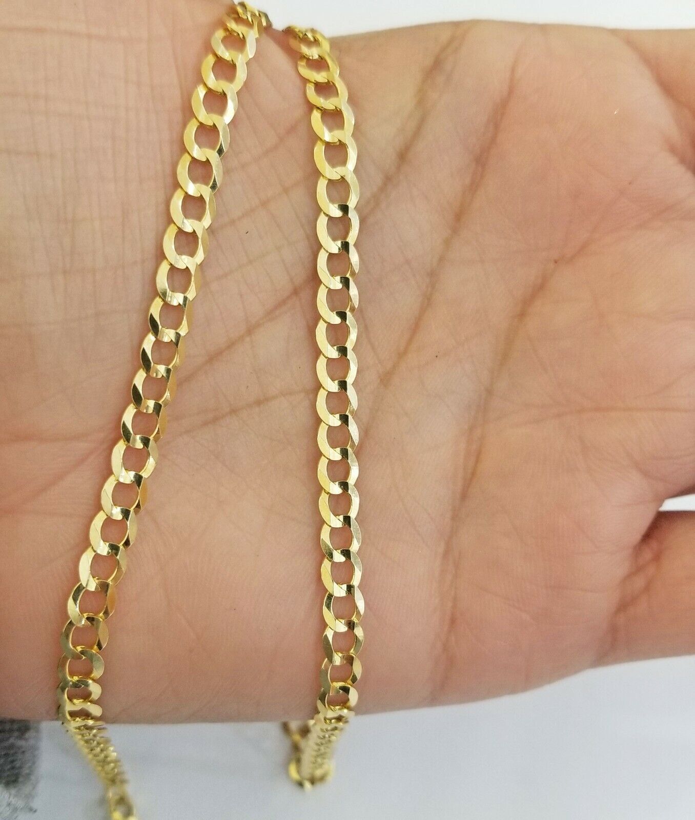 Real 10k Yellow Gold Cuban Curb Link chain 4mm 18 - 26Inch SOLID Necklace DISCOUNT - GoldenlinQ