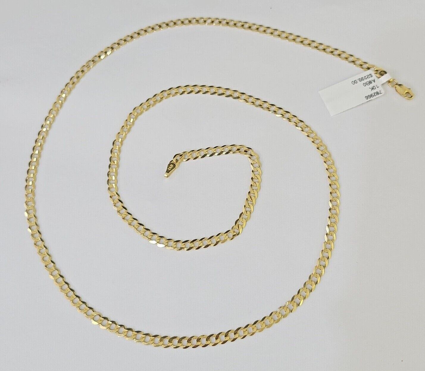 Real 10k Yellow Gold Cuban Curb Link chain 4mm 18 - 26Inch SOLID Necklace DISCOUNT - GoldenlinQ