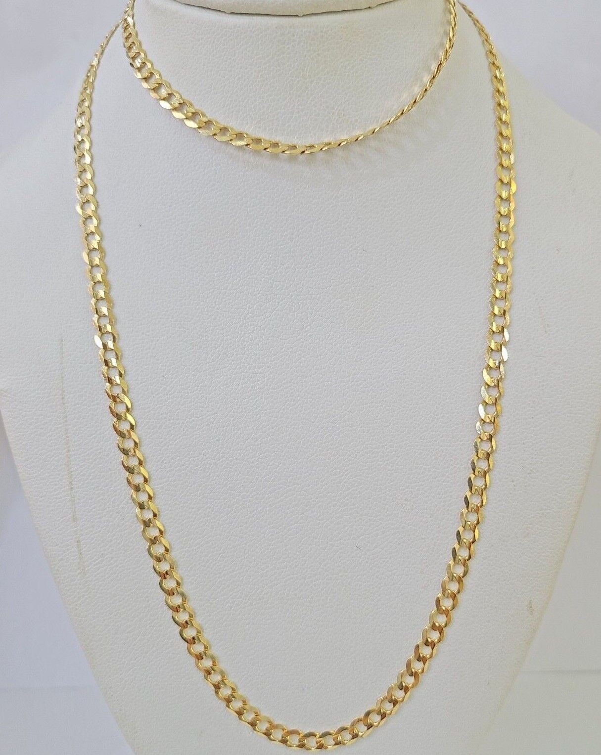 Real 10k Yellow Gold Cuban Curb Link chain 4mm 18 - 26Inch SOLID Necklace DISCOUNT - GoldenlinQ