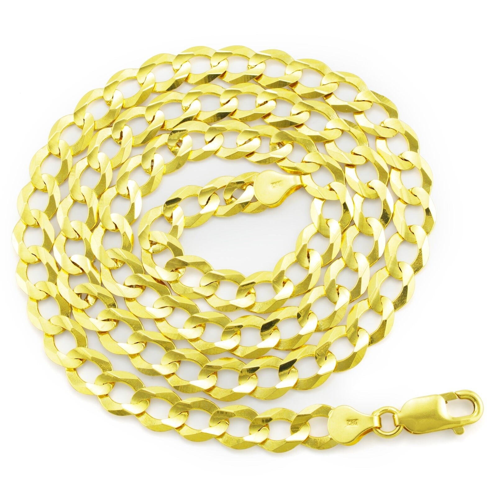 Real 10k Yellow Gold Cuban Curb Link Chain 8mm Necklace 20'' Lobster Lock 10kt - GoldenlinQ