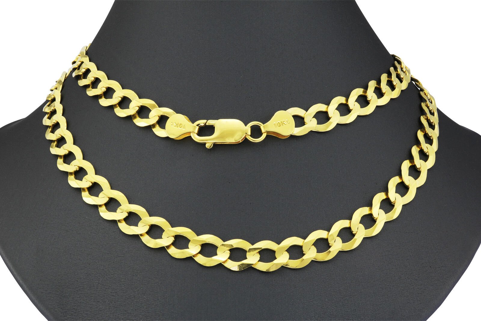 Real 10k Yellow Gold Cuban Curb Link Chain 8mm Necklace 20'' Lobster Lock 10kt - GoldenlinQ