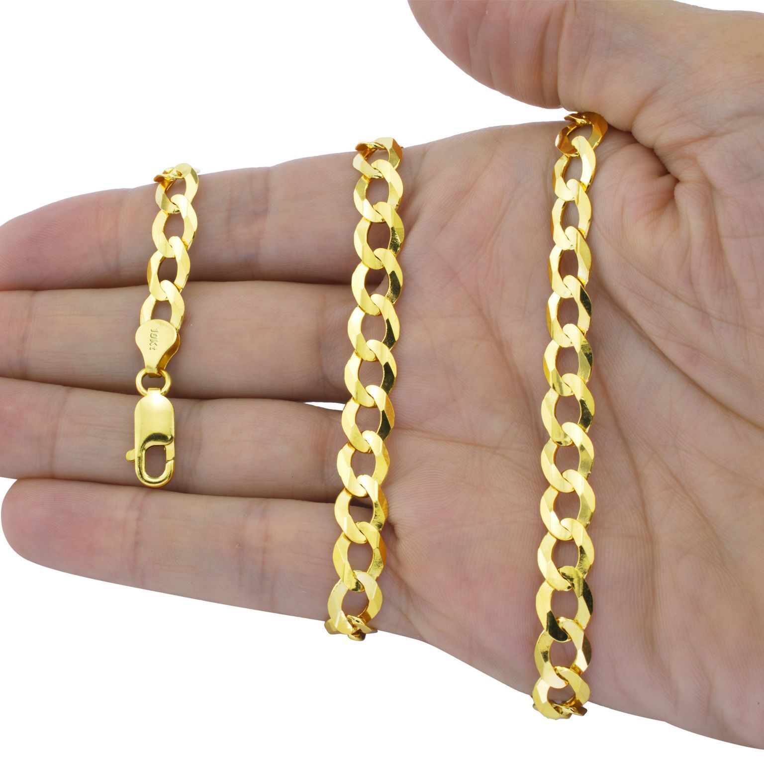 Real 10k Yellow Gold Cuban Curb Link Chain 8mm Necklace 24'' Lobster Lock 10kt - GoldenlinQ
