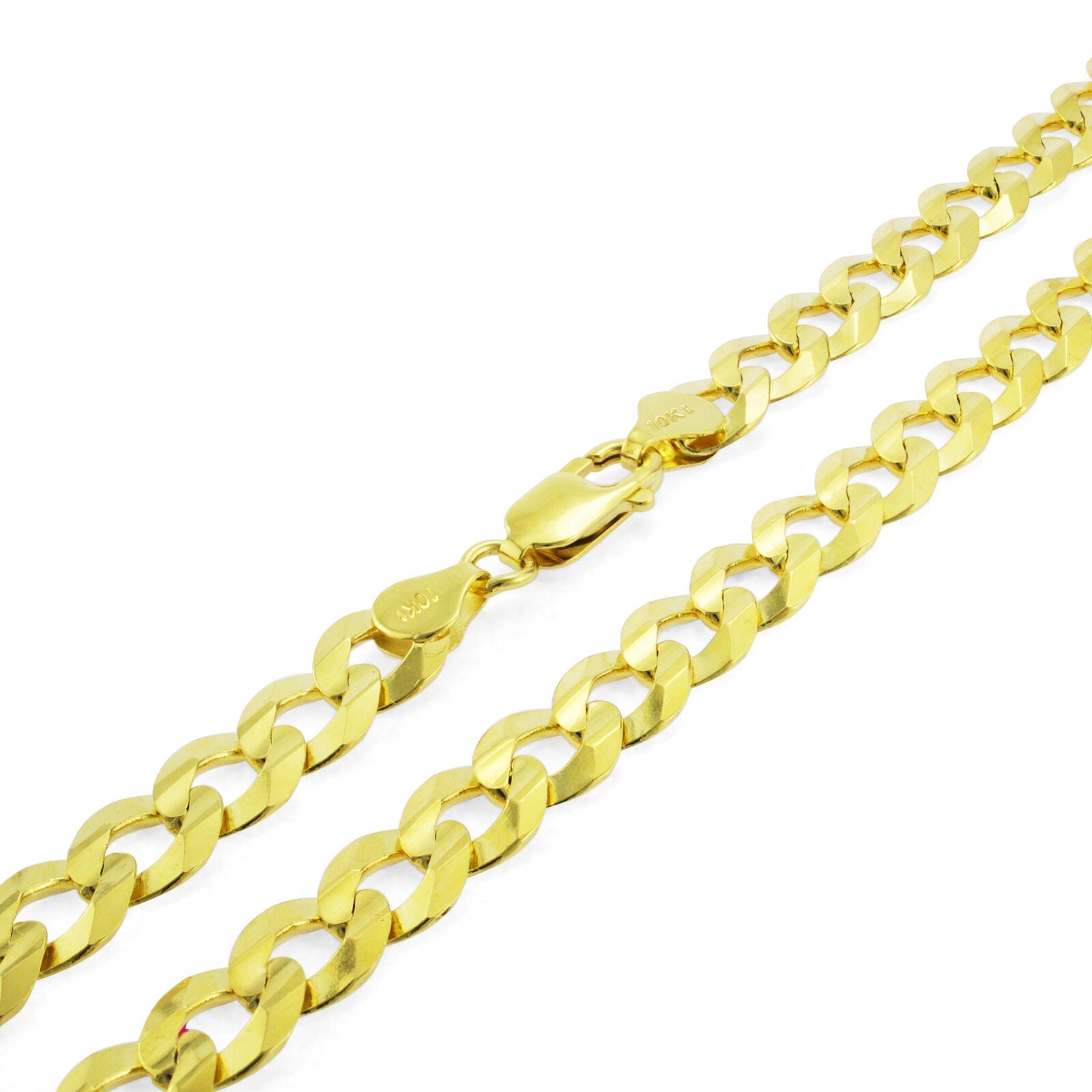 Real 10k Yellow Gold Cuban Curb Link Chain 8mm Necklace 26'' Lobster Lock 10kt - GoldenlinQ