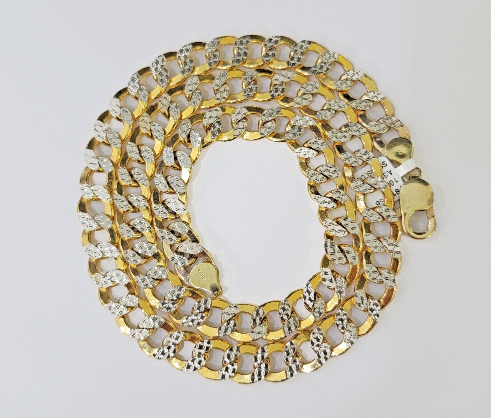 Real 10k Yellow Gold Cuban Curb Link Chain 9mm gold with diamond cuts - GoldenlinQ