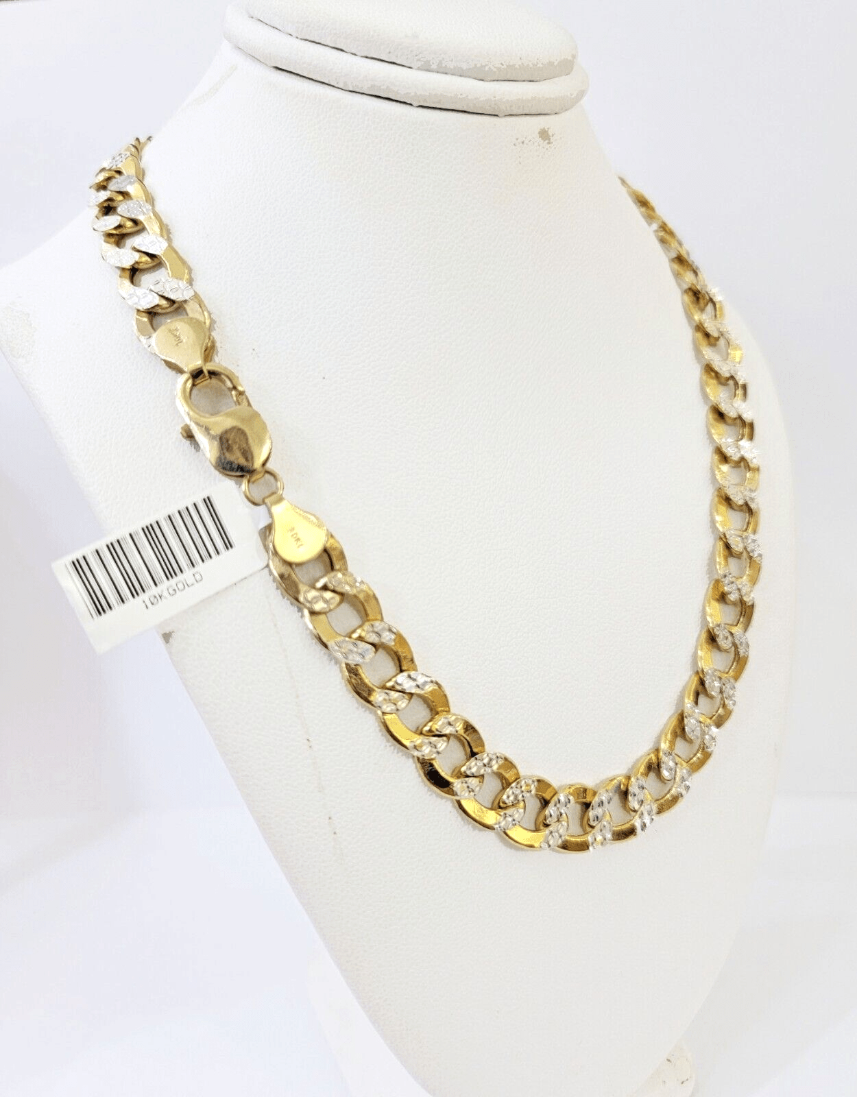 Real 10k Yellow Gold Cuban Curb Link Chain 9mm gold with diamond cuts - GoldenlinQ