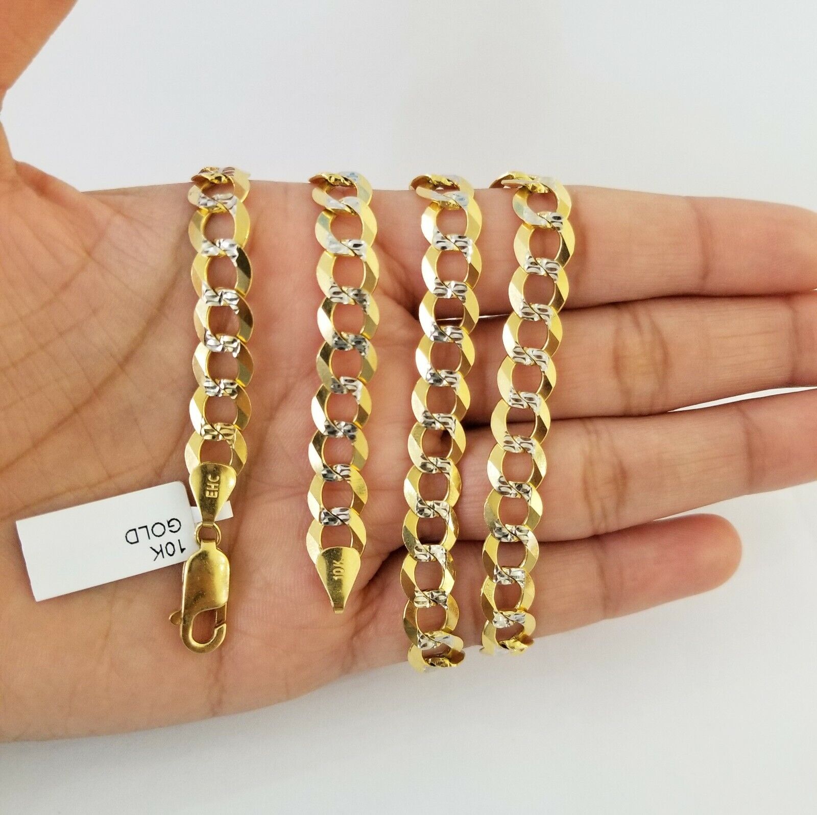 Real 10k Yellow Gold Cuban Curb Link Chain 9mm gold with diamond cuts - GoldenlinQ