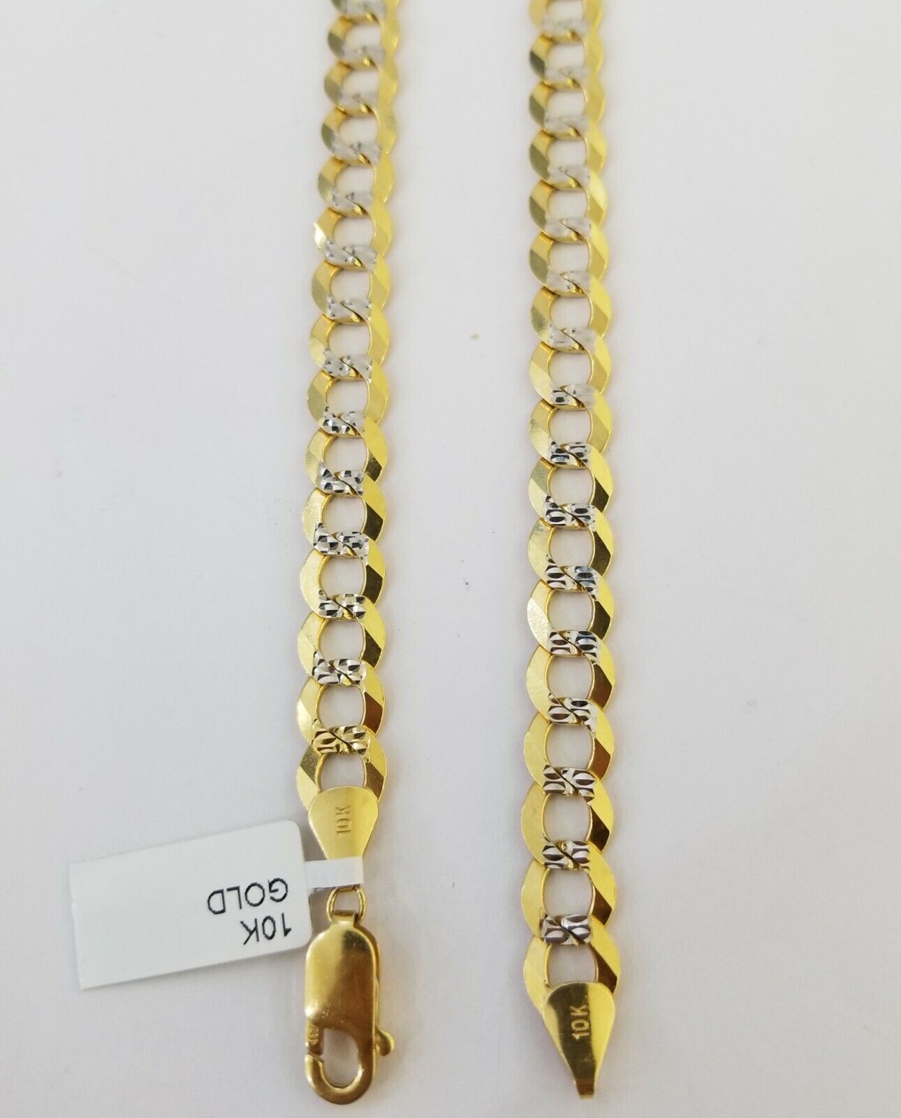 Real 10k Yellow Gold Cuban Curb Link Chain 9mm gold with diamond cuts - GoldenlinQ