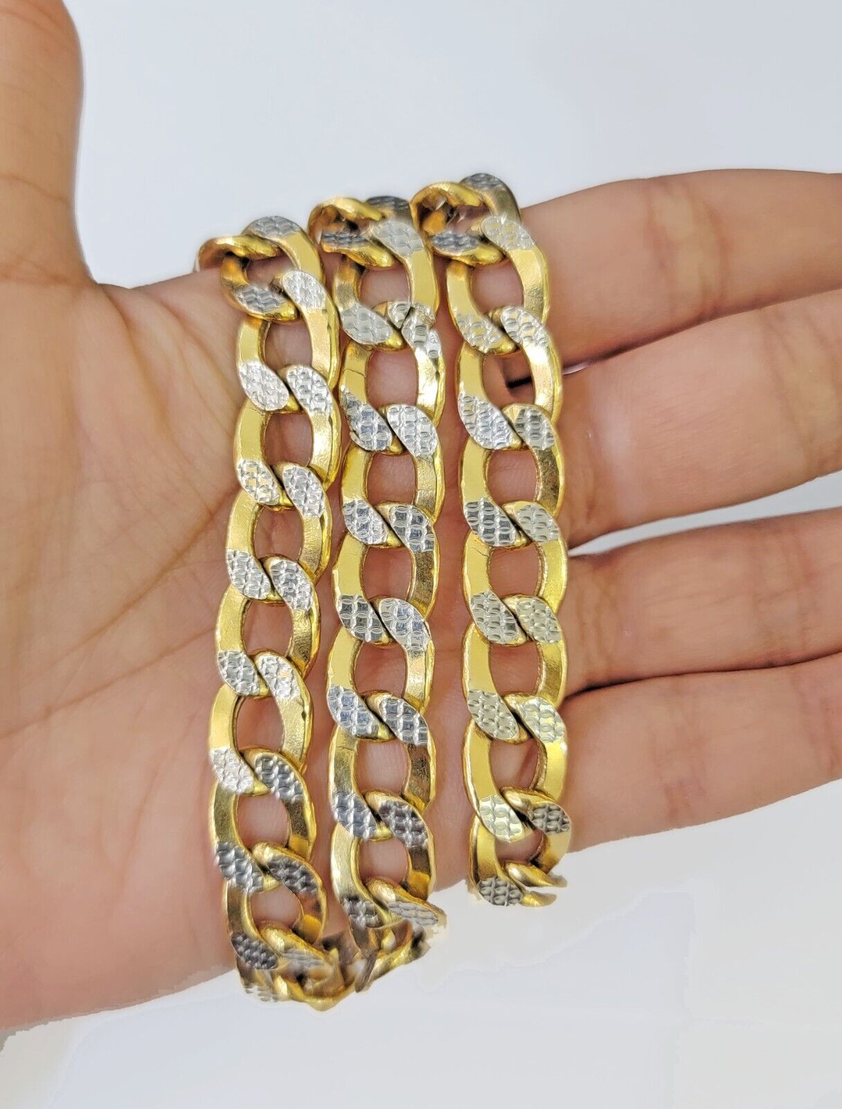 Real 10k Yellow Gold Cuban Curb Link Chain 9mm gold with diamond cuts - GoldenlinQ