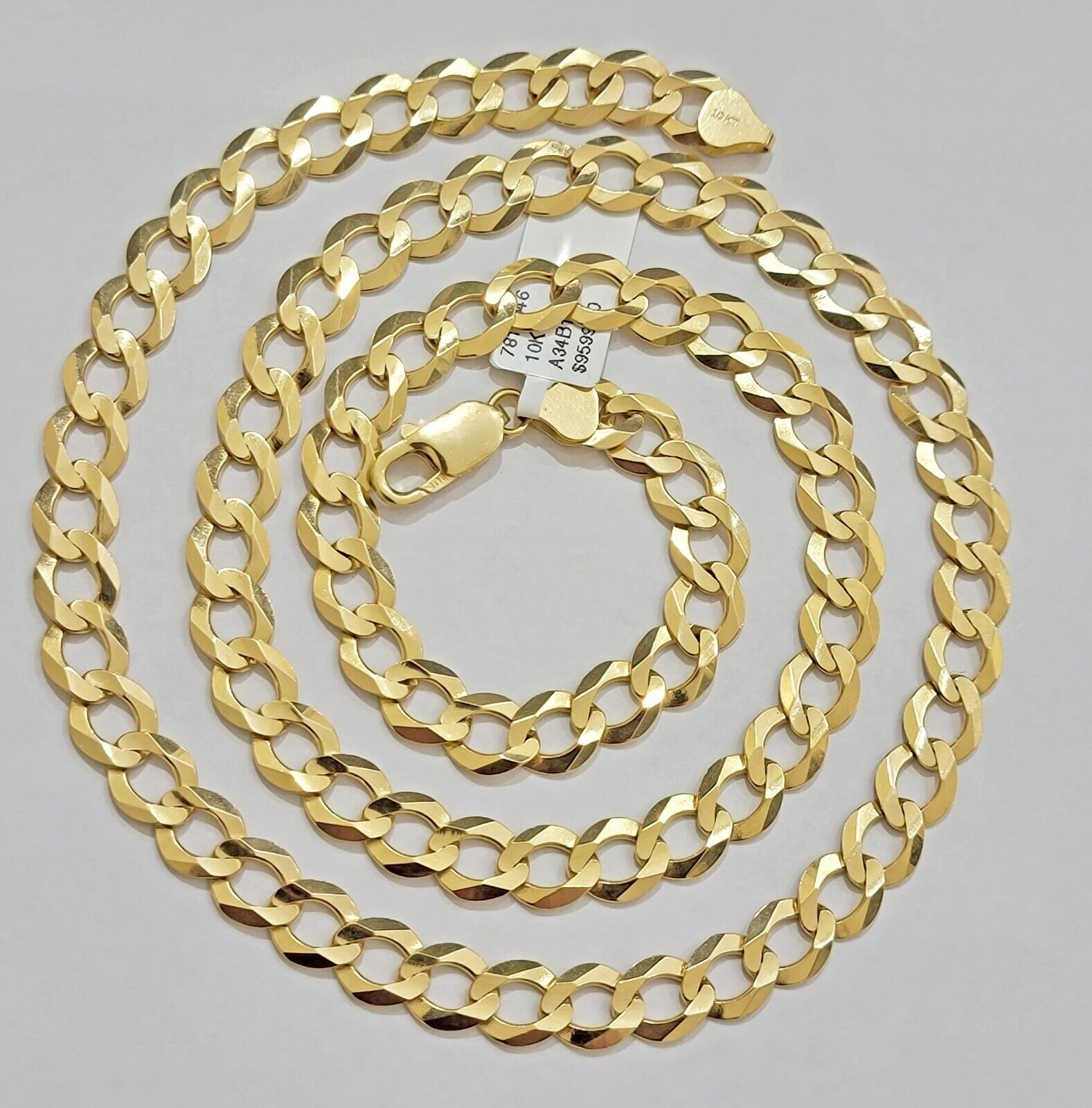 Real 10k Yellow Gold Cuban Curb Link Chain Necklace 10mm 20" - 30" 10kt SOLID - GoldenlinQ
