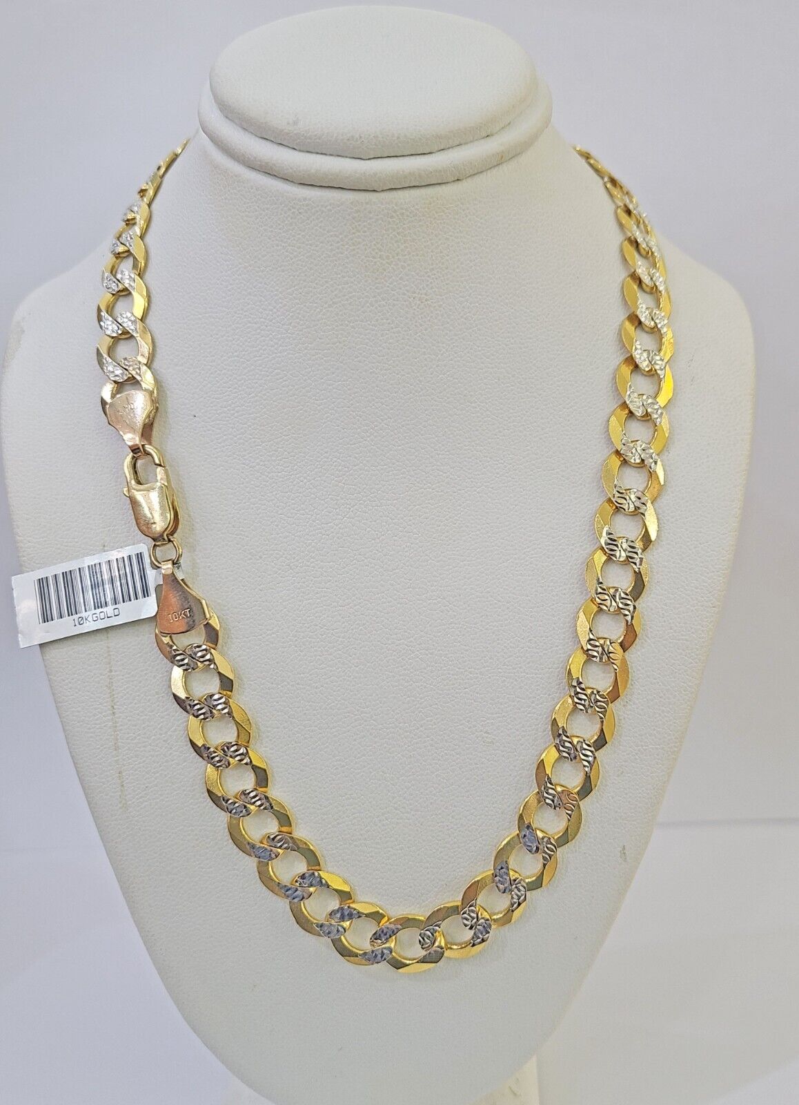 Real 10k Yellow Gold Cuban Curb Link Chain Solid 9mm 20" Gold Diamond cut - GoldenlinQ