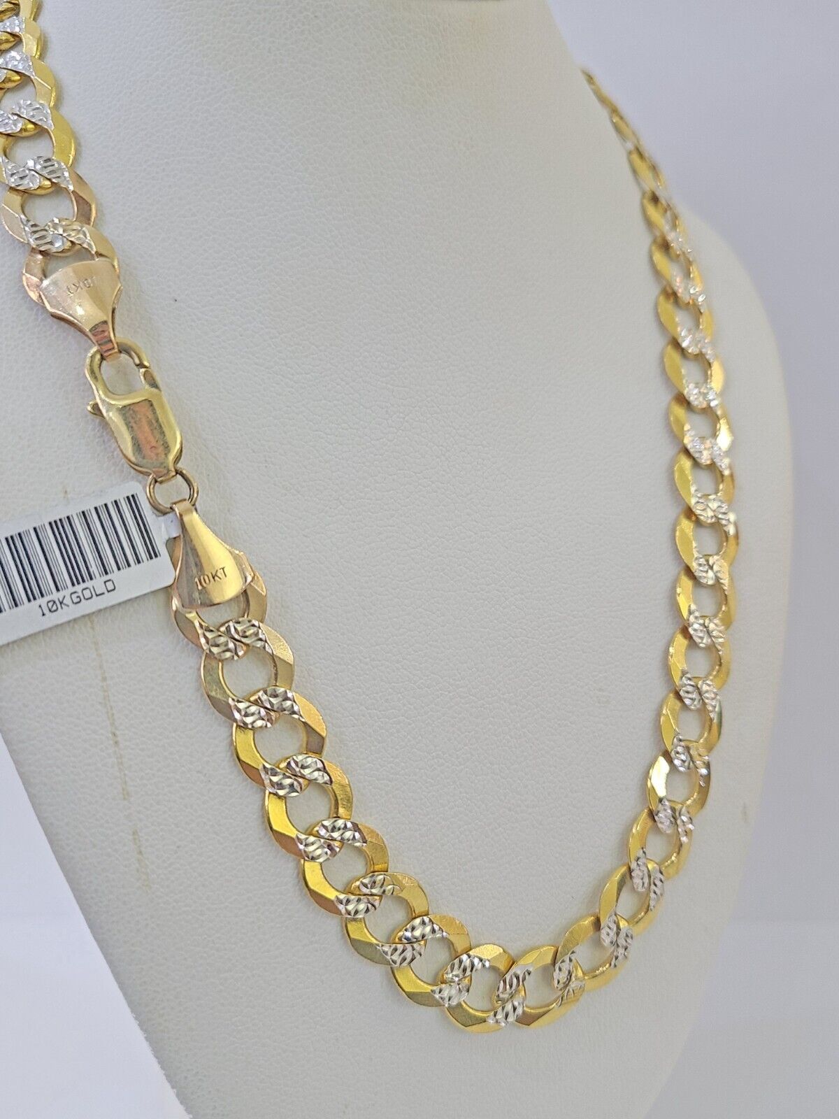 Real 10k Yellow Gold Cuban Curb Link Chain Solid 9mm 20" Gold Diamond cut - GoldenlinQ