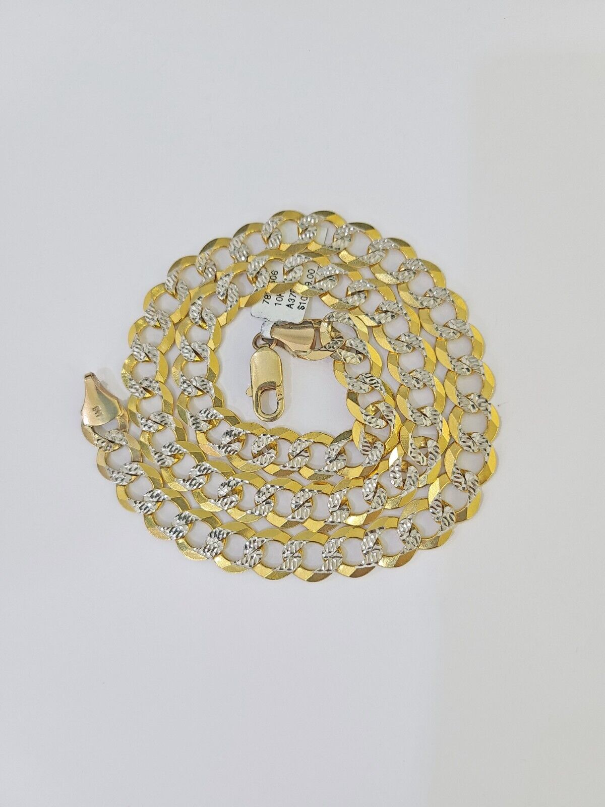 Real 10k Yellow Gold Cuban Curb Link Chain Solid 9mm 20" Gold Diamond cut - GoldenlinQ