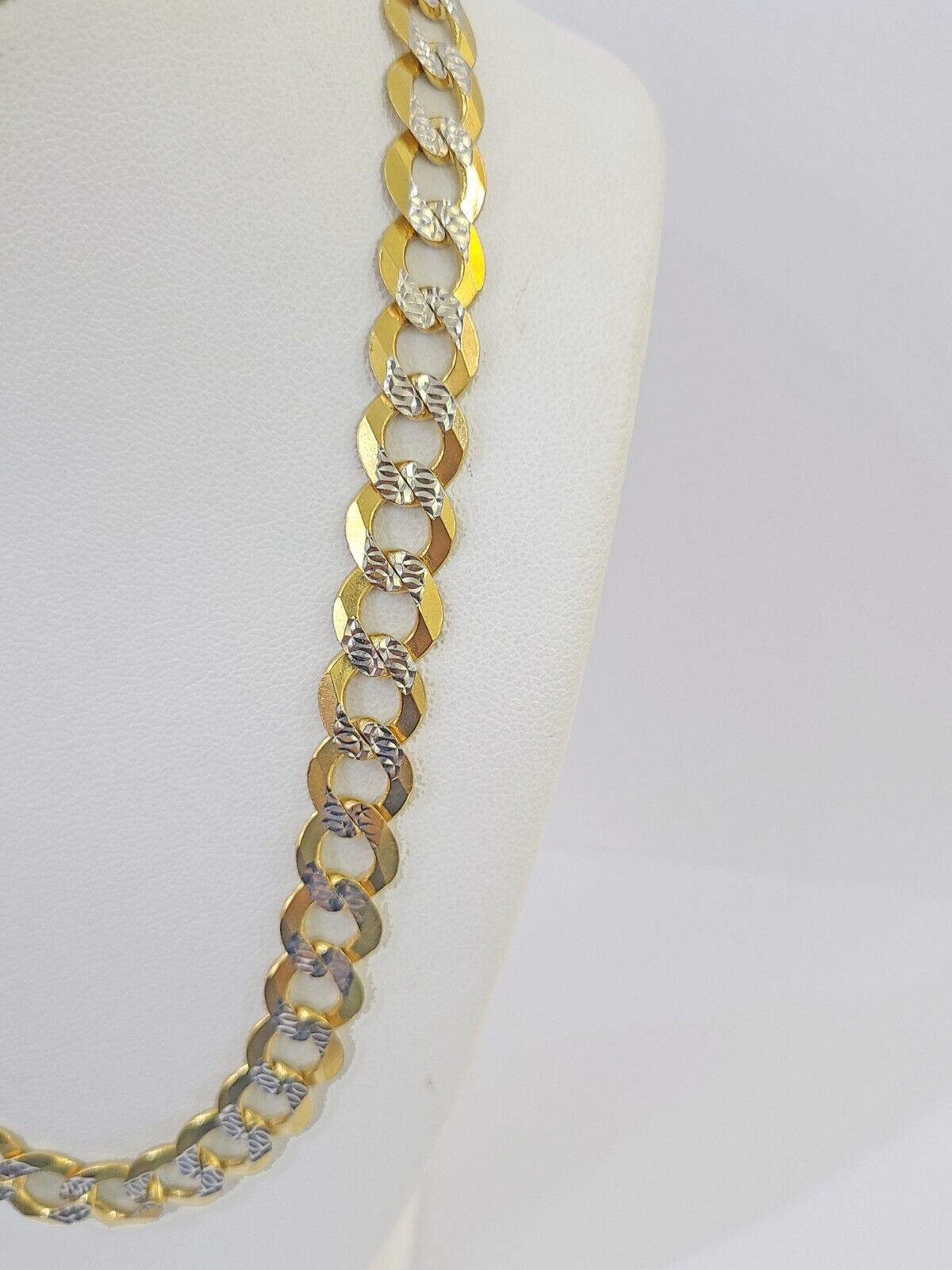 Real 10k Yellow Gold Cuban Curb Link Chain Solid 9mm 20" Gold Diamond cut - GoldenlinQ
