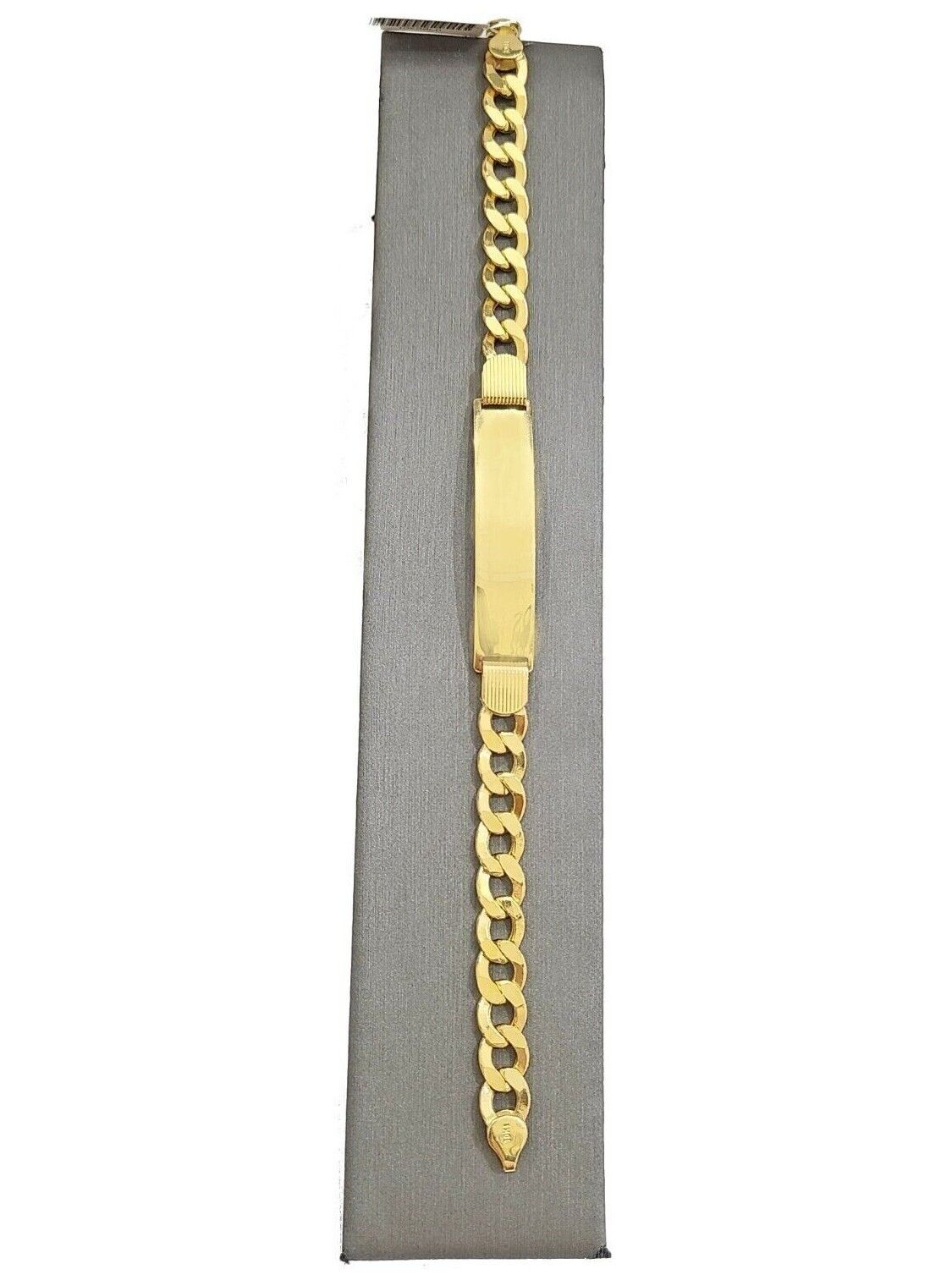 Real 10K Yellow Gold Cuban Curb Link ID Bracelet 8 - 8.5 inches 8mm 10kt Gold - GoldenlinQ