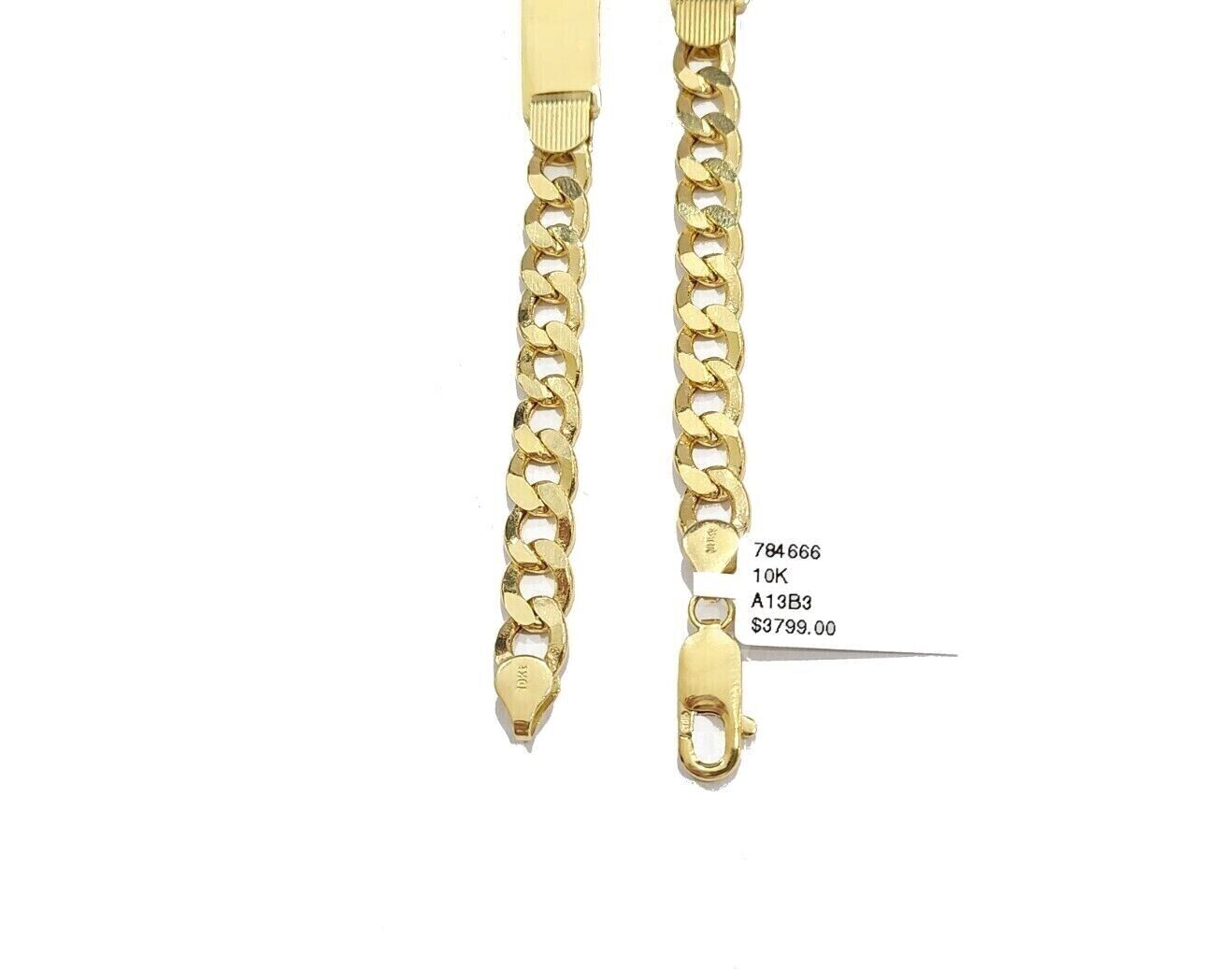 Real 10K Yellow Gold Cuban Curb Link ID Bracelet 8 - 8.5 inches 8mm 10kt Gold - GoldenlinQ