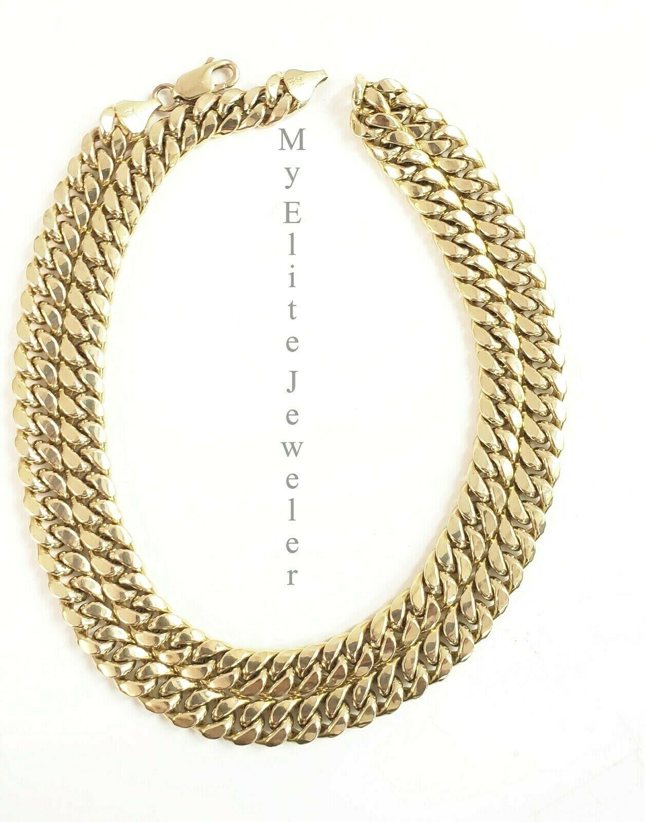 Real 10K Yellow Gold Cuban Link Chain Necklace 24" Inch Thick & Strong, 9mm, men - GoldenlinQ