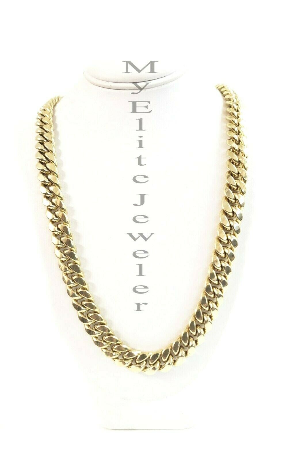 Real 10K Yellow Gold Cuban Link Chain Necklace 24" Inch Thick & Strong, 9mm, men - GoldenlinQ
