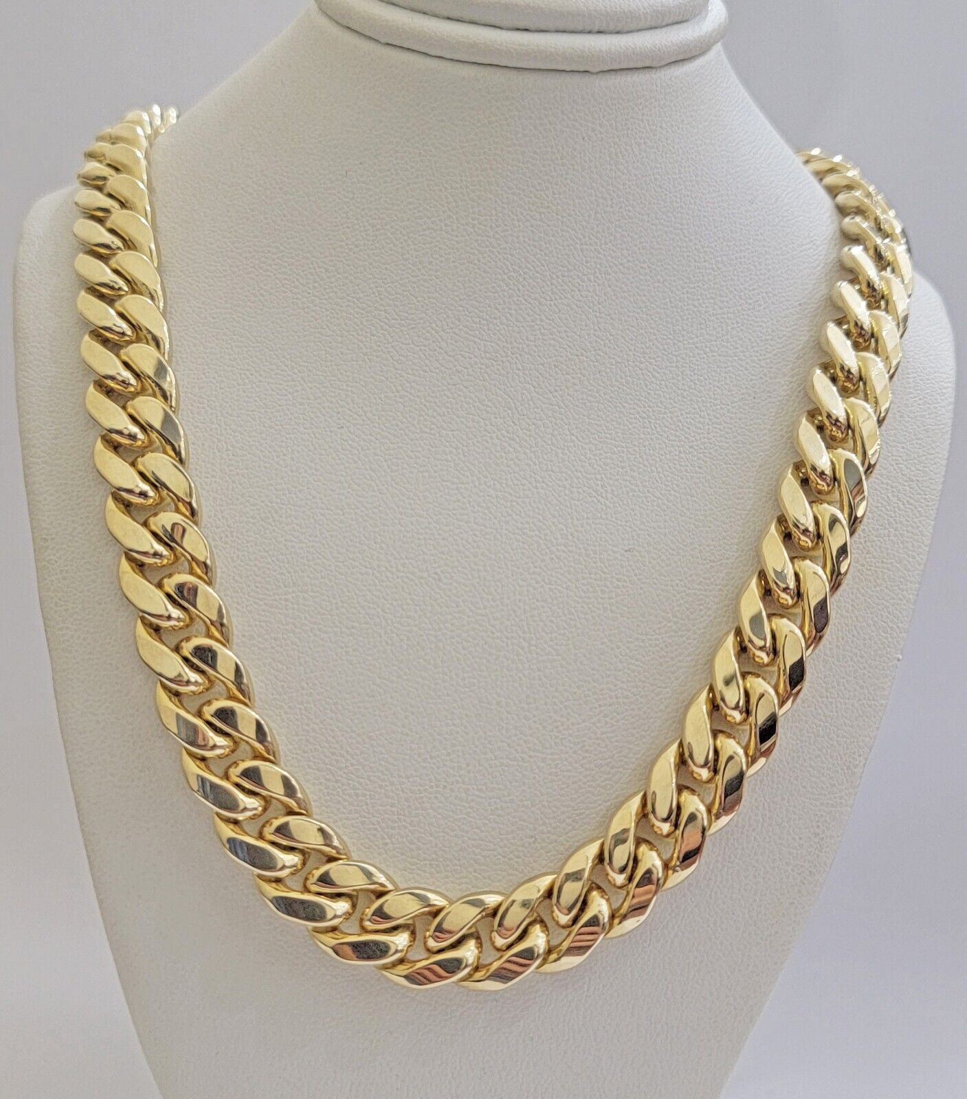 Real 10k Yellow Gold Cuban Link Solid Necklace 11mm 22" 10KT Christmas Deal - GoldenlinQ