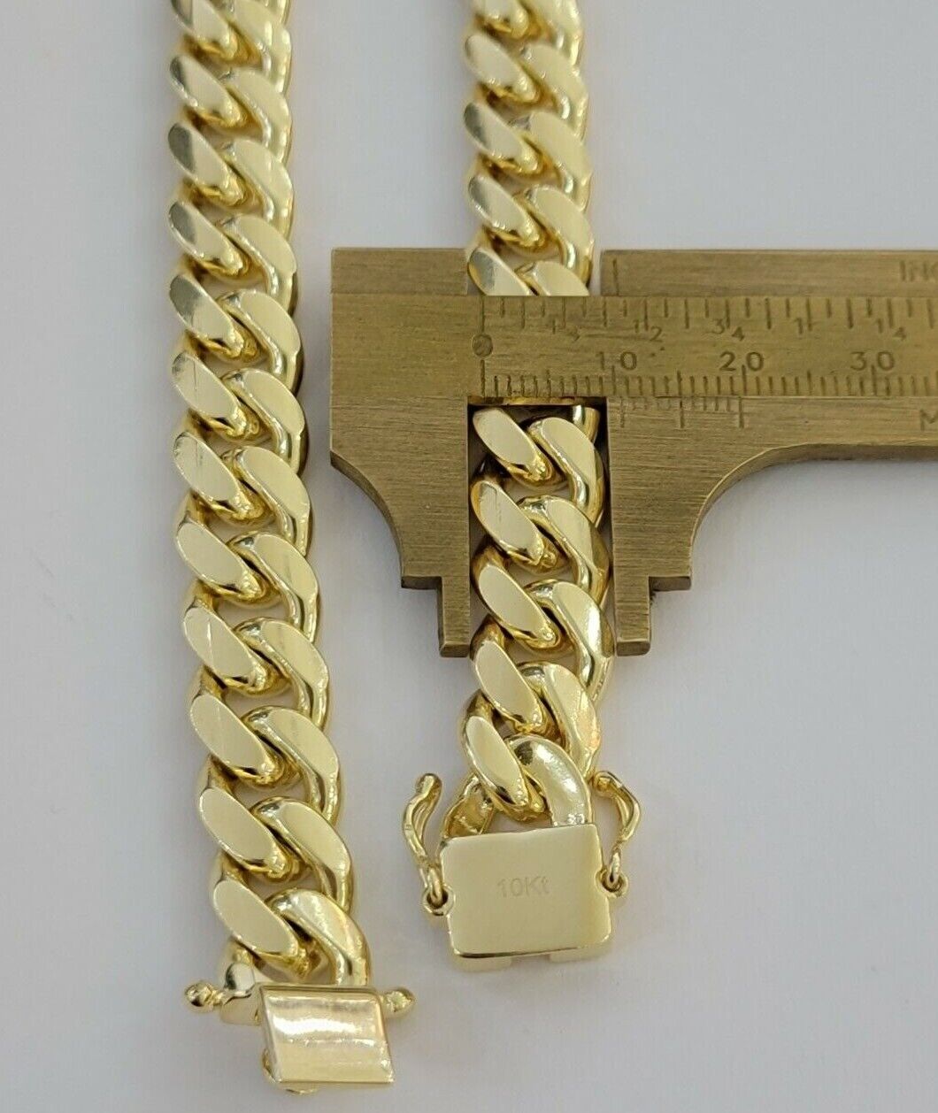 Real 10k Yellow Gold Cuban Link Solid Necklace 11mm 22" 10KT Christmas Deal - GoldenlinQ