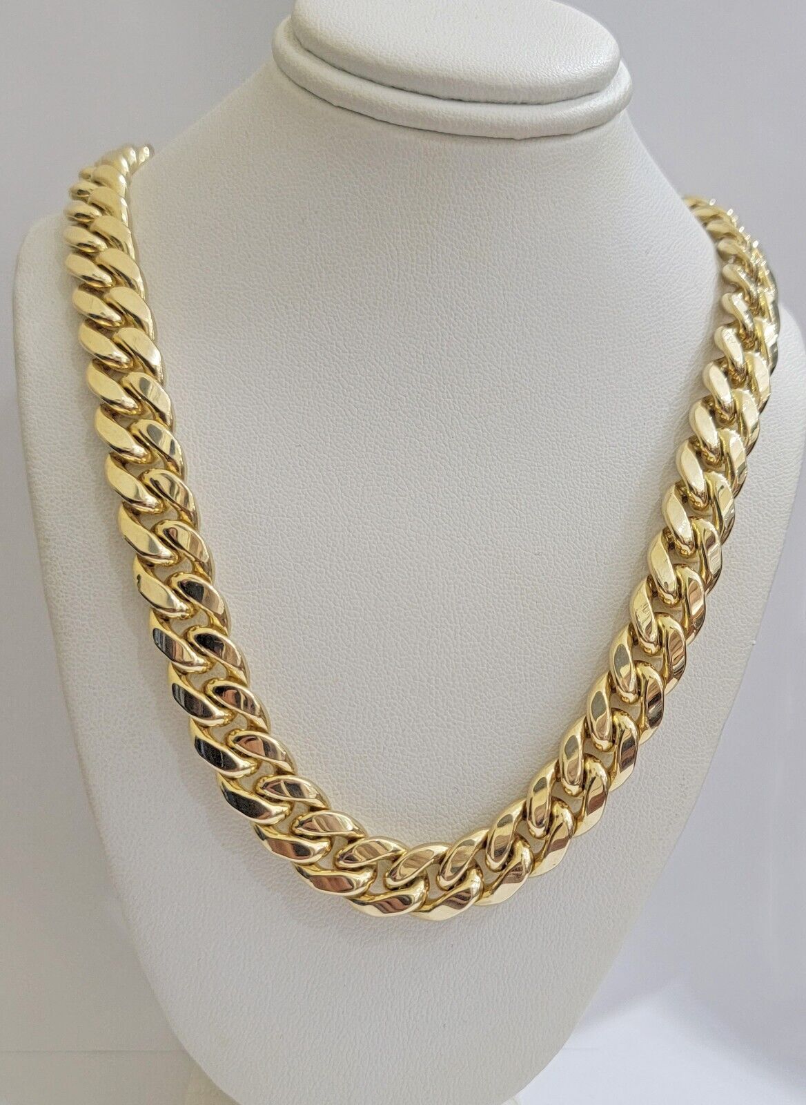 Real 10k Yellow Gold Cuban Link Solid Necklace 11mm 22" 10KT Christmas Deal - GoldenlinQ