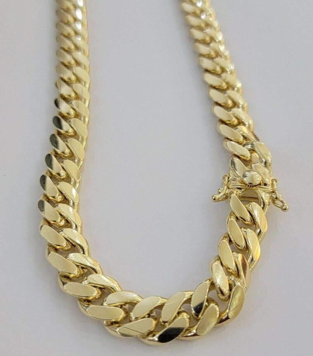 Real 10k Yellow Gold Cuban Link Solid Necklace 11mm 22" 10KT Christmas Deal - GoldenlinQ