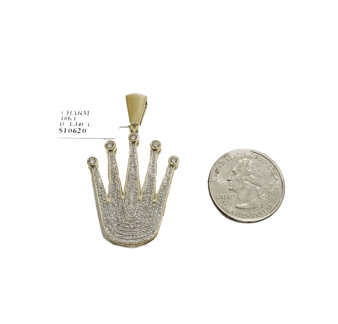 Real 10k Yellow Gold Diamond 1.34CT Pendant Charm for Necklace & Chain 10kt - GoldenlinQ