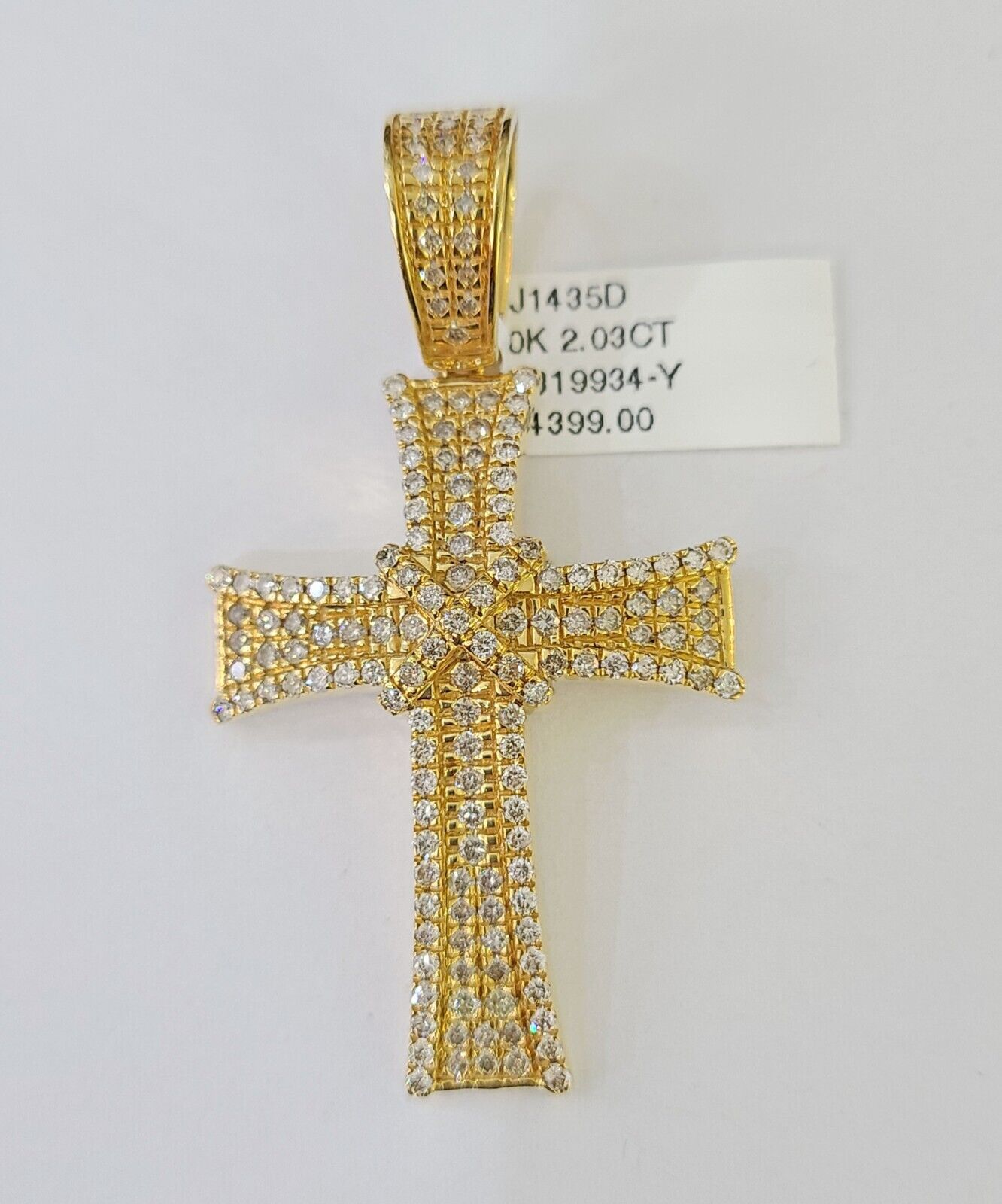 Real 10k Yellow Gold Diamond Cross Charm Men Women Pendant Genuine 2" - GoldenlinQ