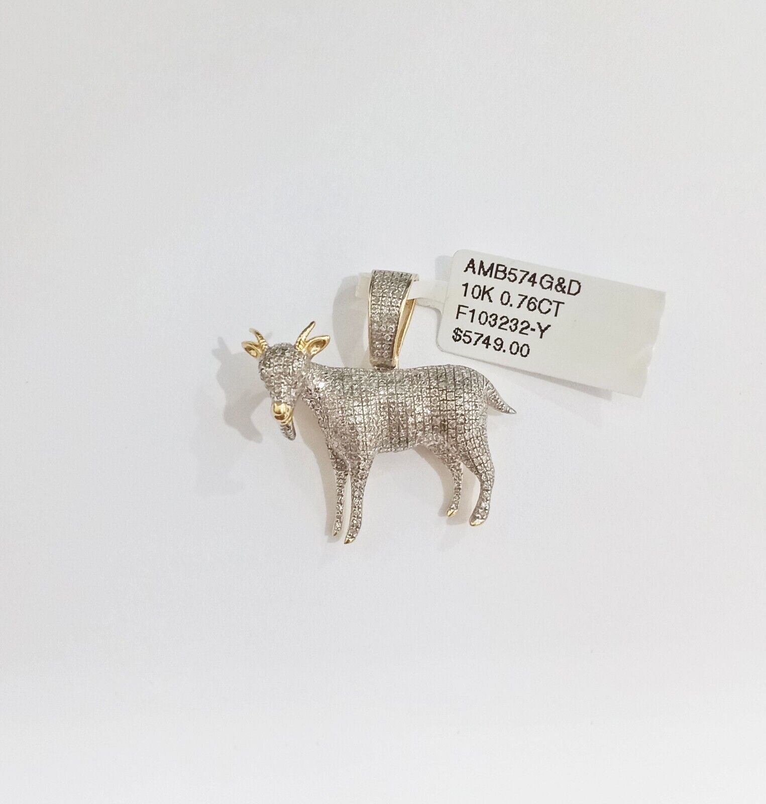 Real 10k Yellow Gold Diamond Goat Charm & Natural Diamonds 0.75 CT GOAT Pendant - GoldenlinQ