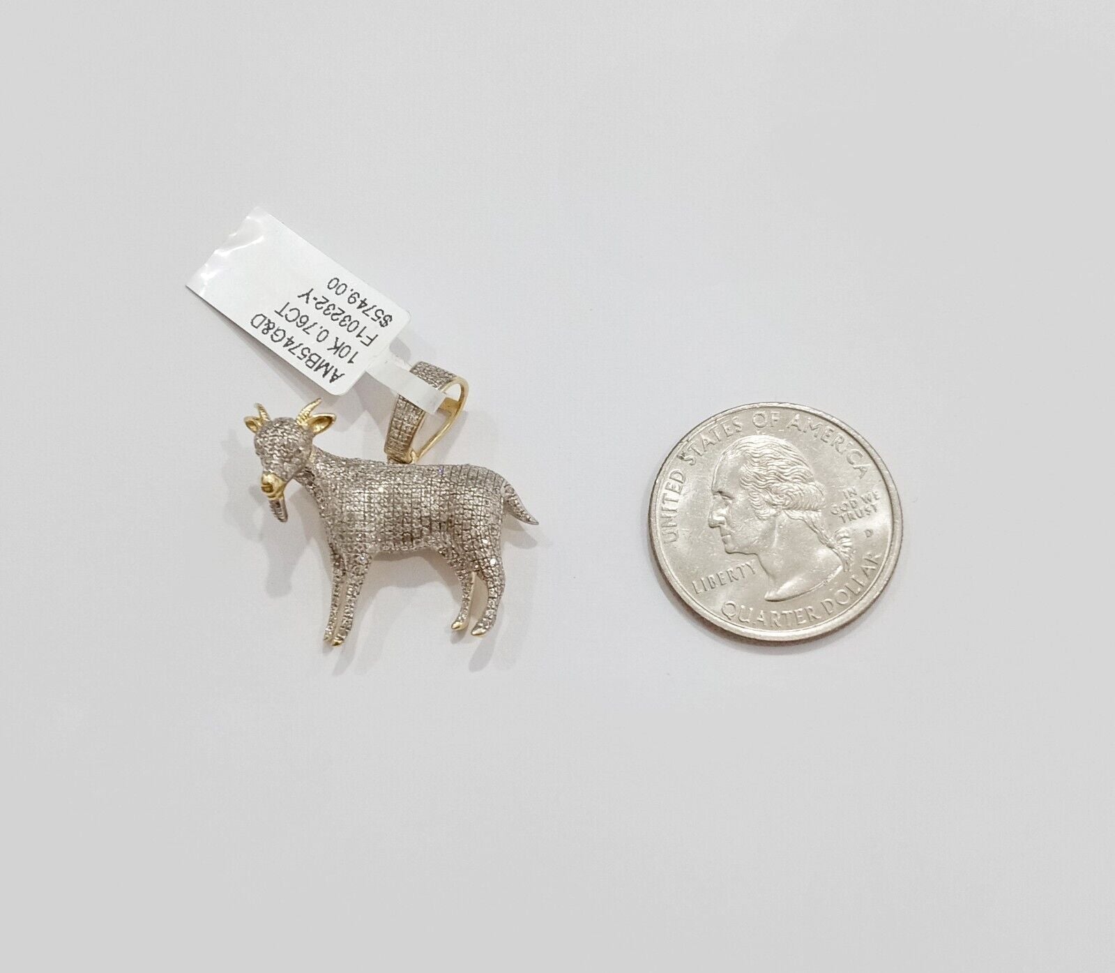 Real 10k Yellow Gold Diamond Goat Charm & Natural Diamonds 0.75 CT GOAT Pendant - GoldenlinQ