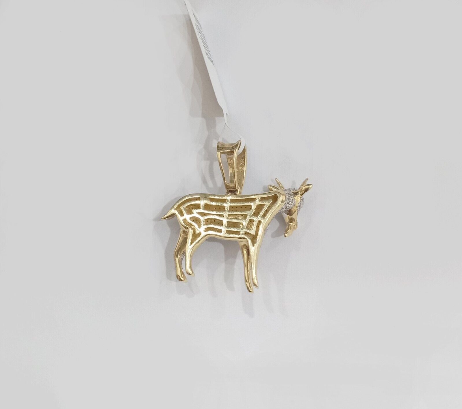 Real 10k Yellow Gold Diamond Goat Charm & Natural Diamonds 0.75 CT GOAT Pendant - GoldenlinQ