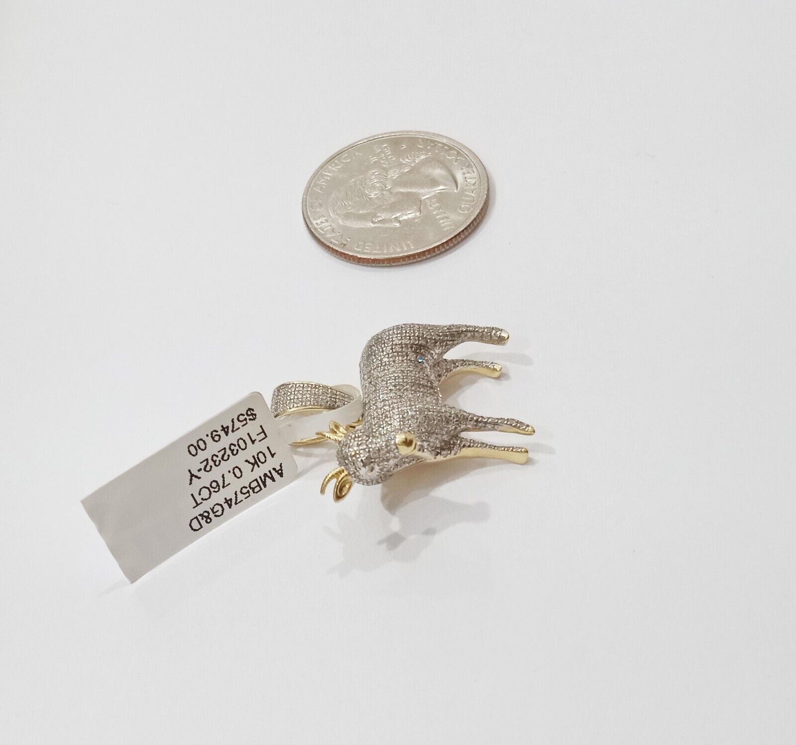 Real 10k Yellow Gold Diamond Goat Charm & Natural Diamonds 0.75 CT GOAT Pendant - GoldenlinQ