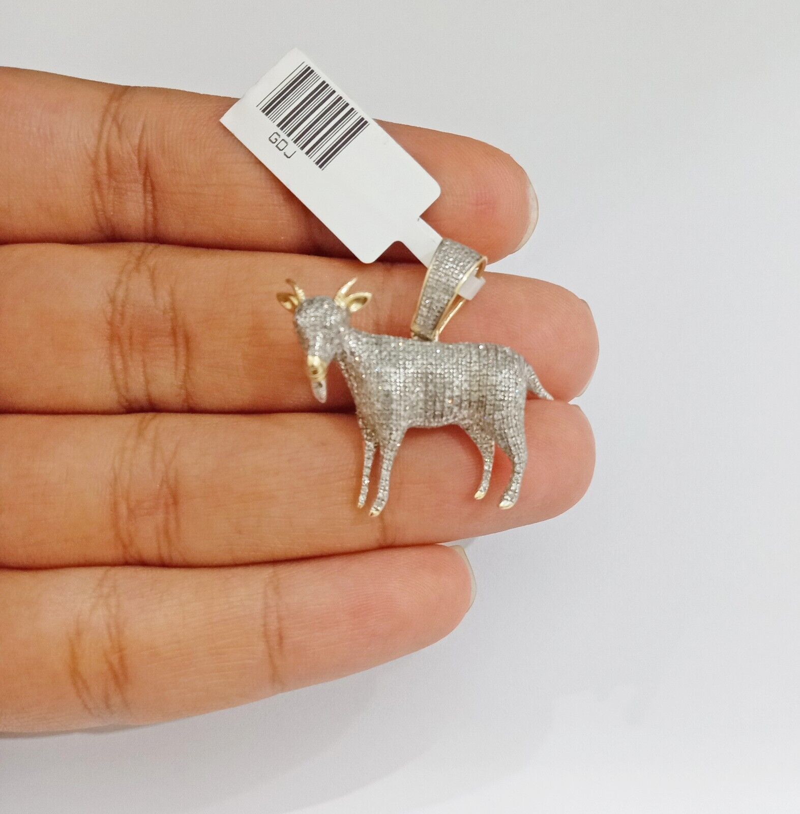 Real 10k Yellow Gold Diamond Goat Charm & Natural Diamonds 0.75 CT GOAT Pendant - GoldenlinQ