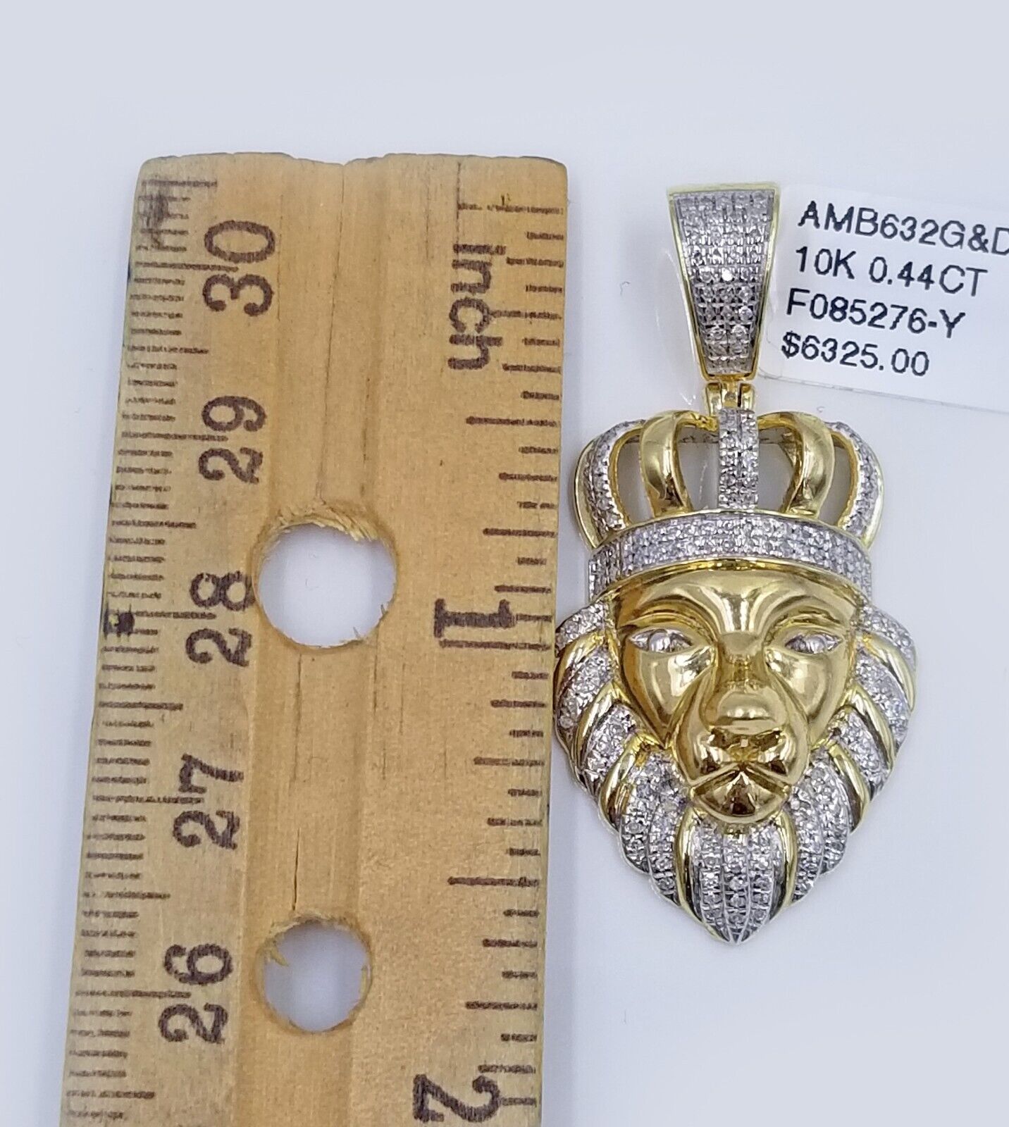 Real 10K Yellow Gold Diamond King Lion Head Pendant Charm Genuine - GoldenlinQ
