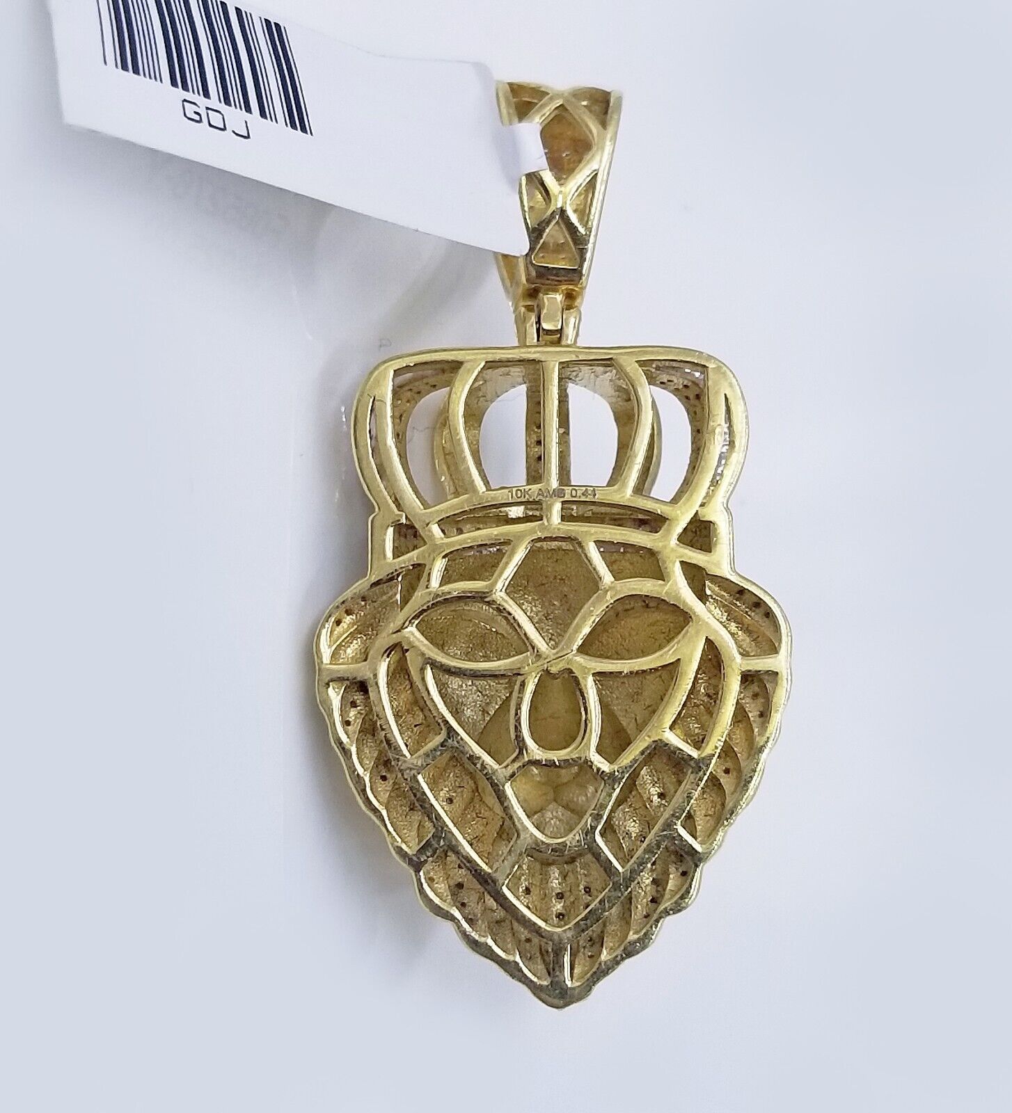 Real 10K Yellow Gold Diamond King Lion Head Pendant Charm Genuine - GoldenlinQ